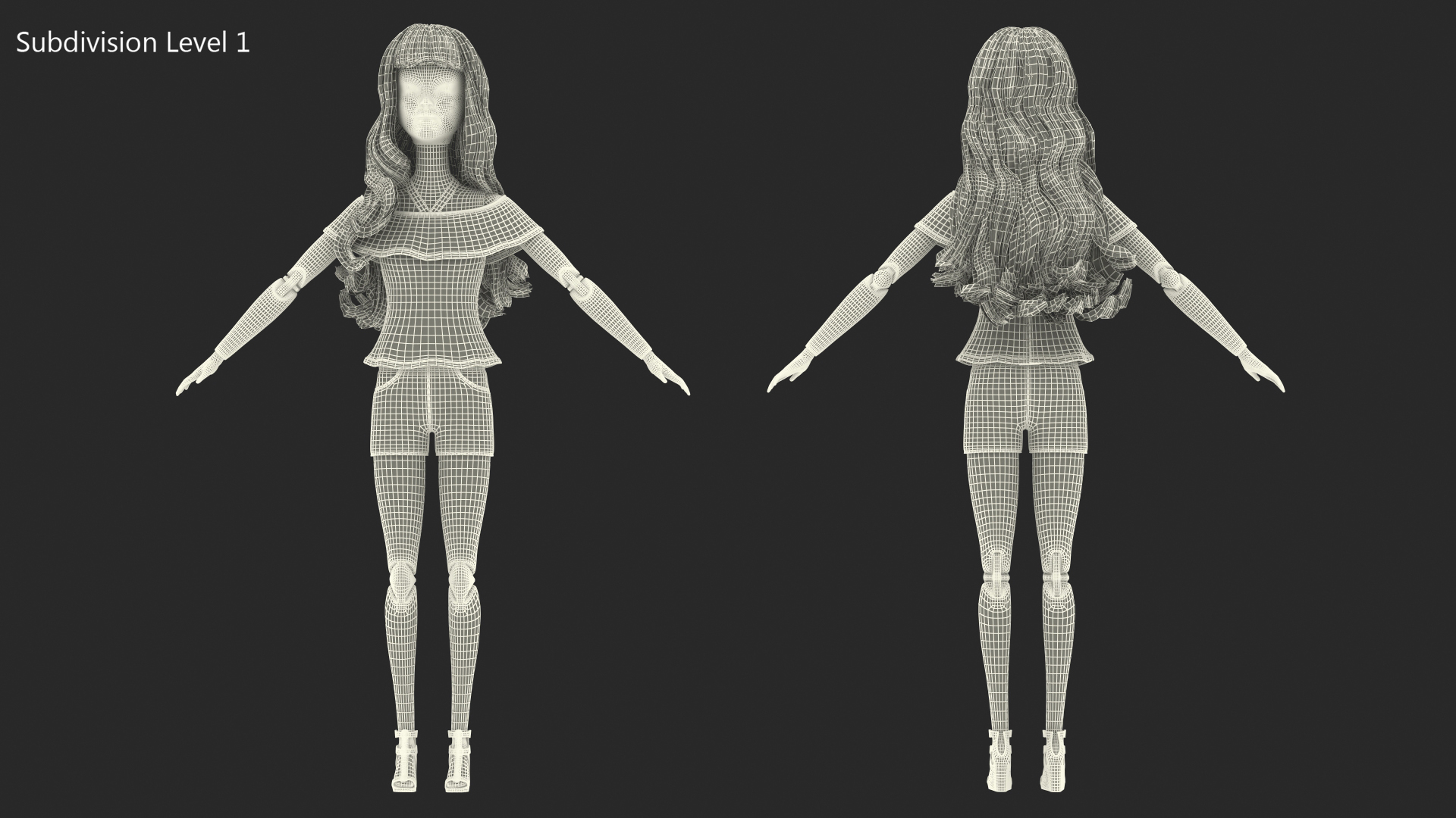 3D model Barbie Doll Jeans Style T-pose