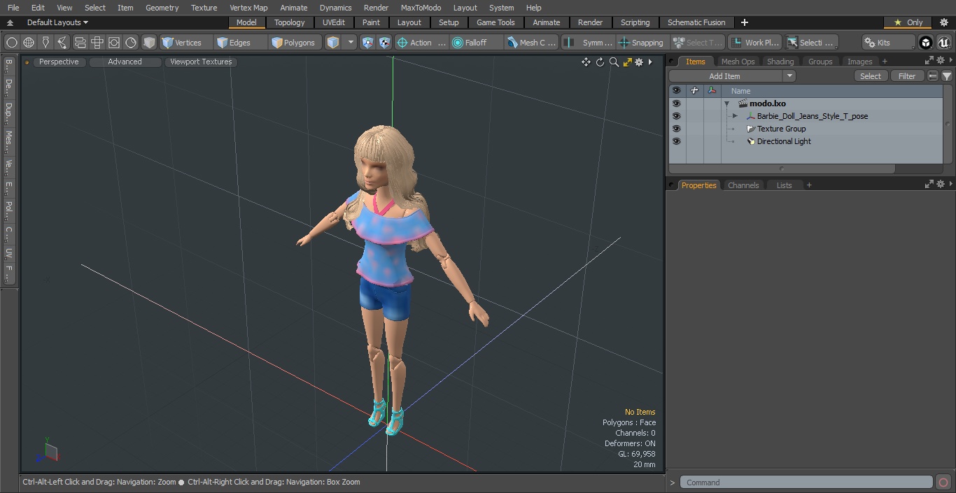 3D model Barbie Doll Jeans Style T-pose