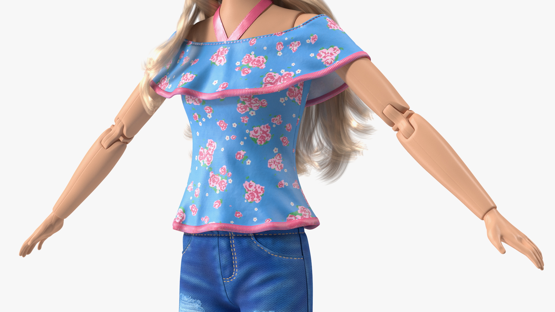 3D model Barbie Doll Jeans Style T-pose