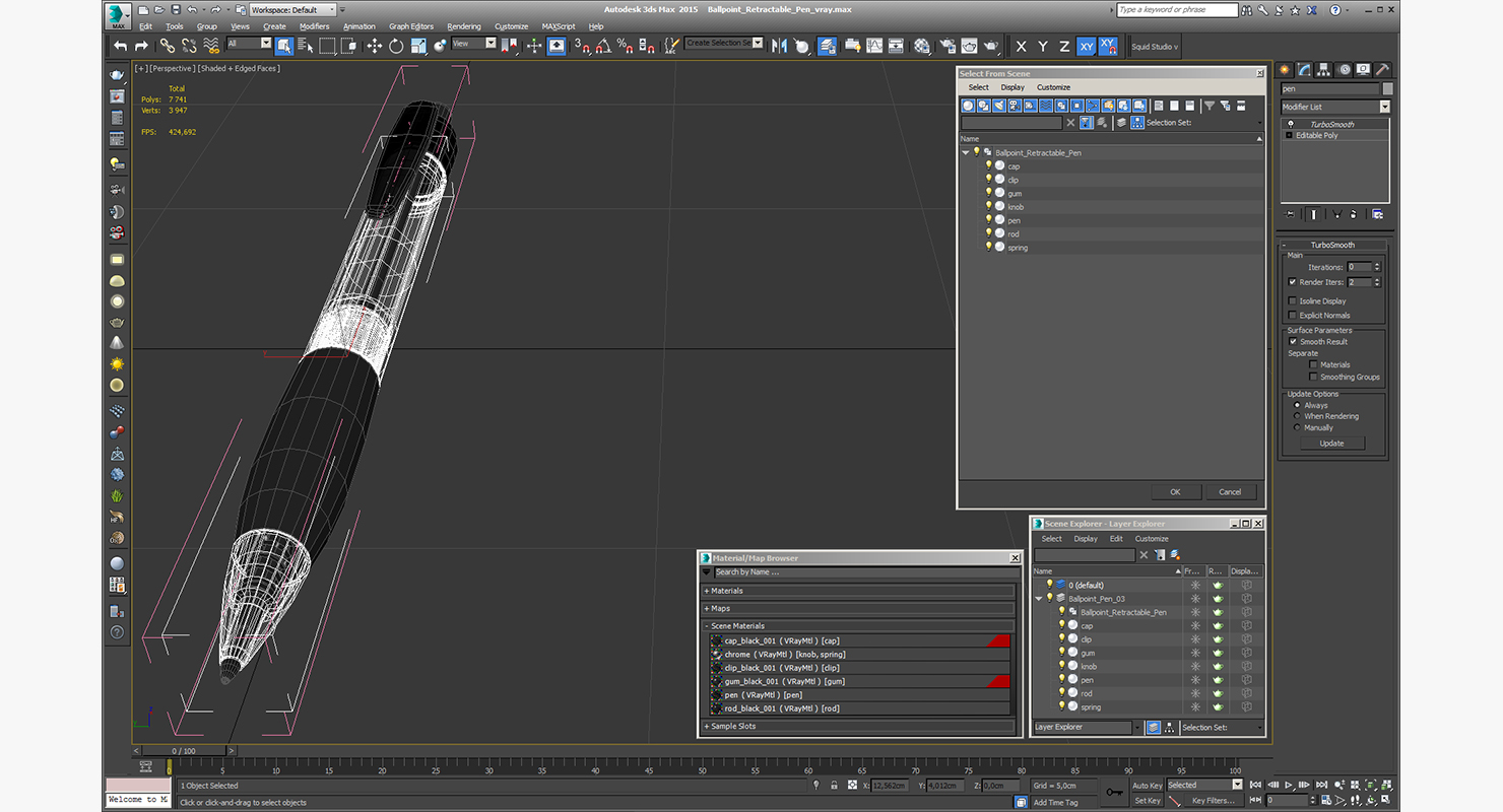 3D model Ballpoint Retractable Pen