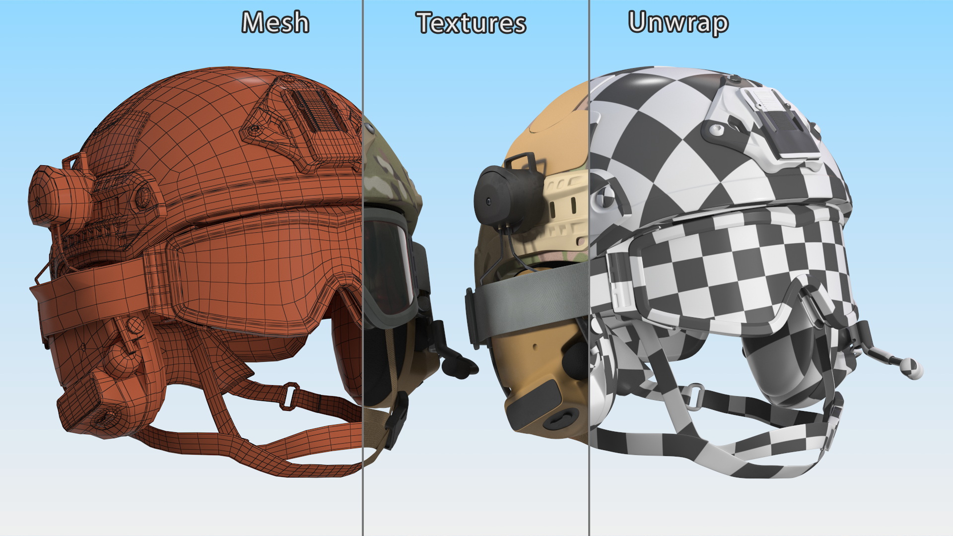 Tactical Gear Helmet Green Camo with Goggles 3D model
