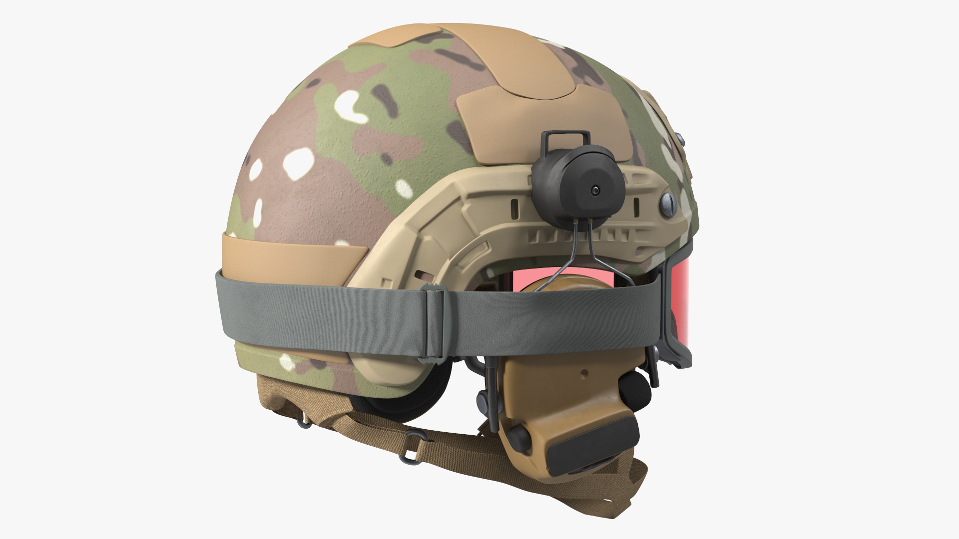 Tactical Gear Helmet Green Camo with Goggles 3D model