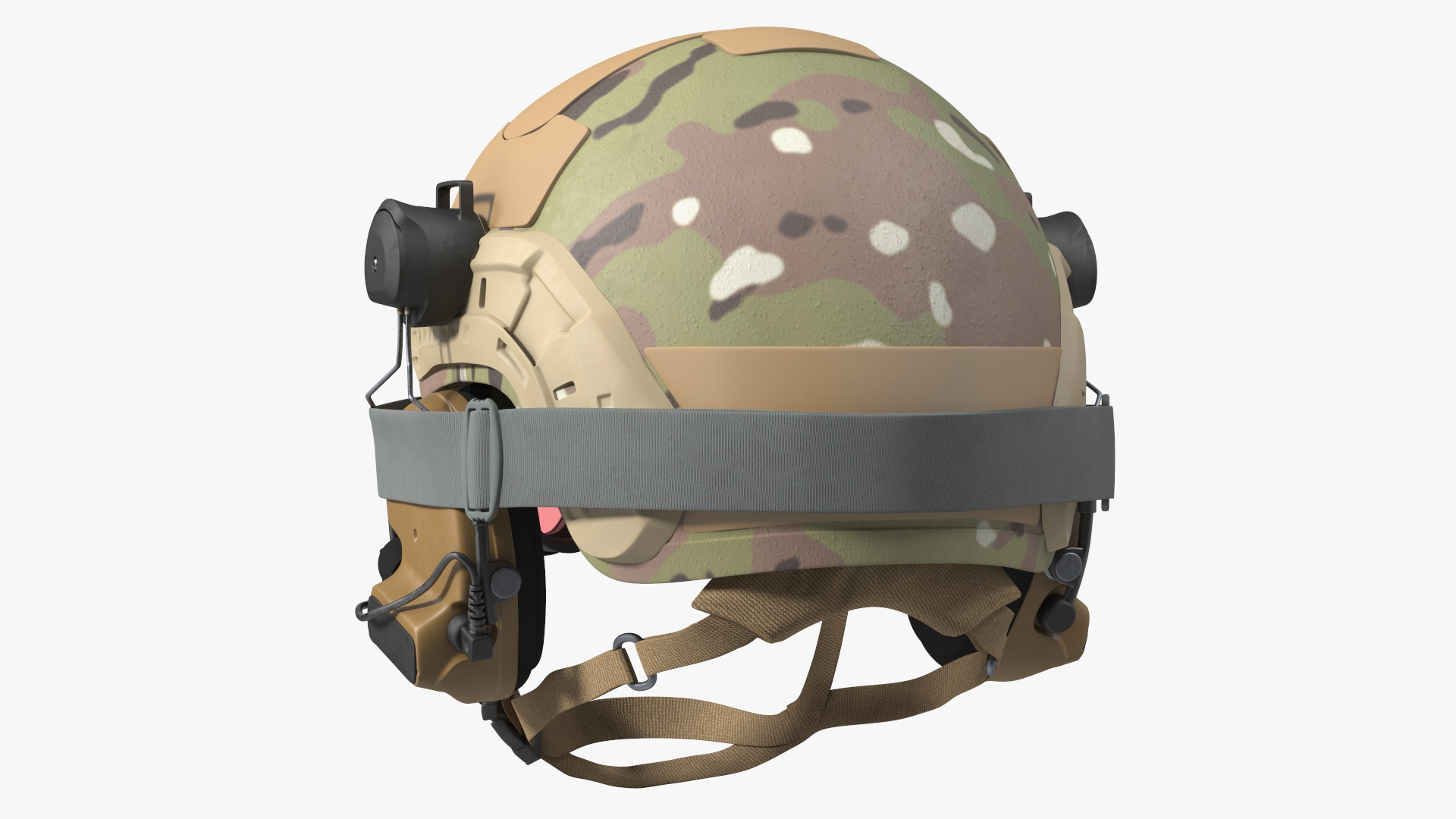 Tactical Gear Helmet Green Camo with Goggles 3D model