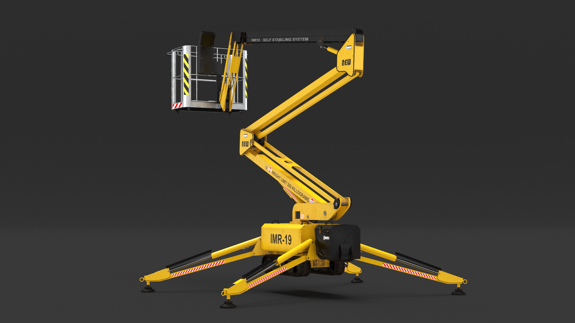 Industrial Articulated Boom Lift Rigged 3D model