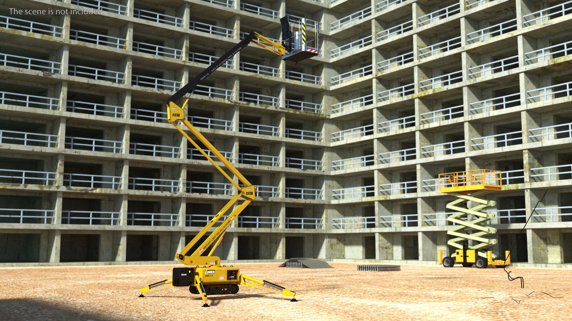 Industrial Articulated Boom Lift Rigged 3D model