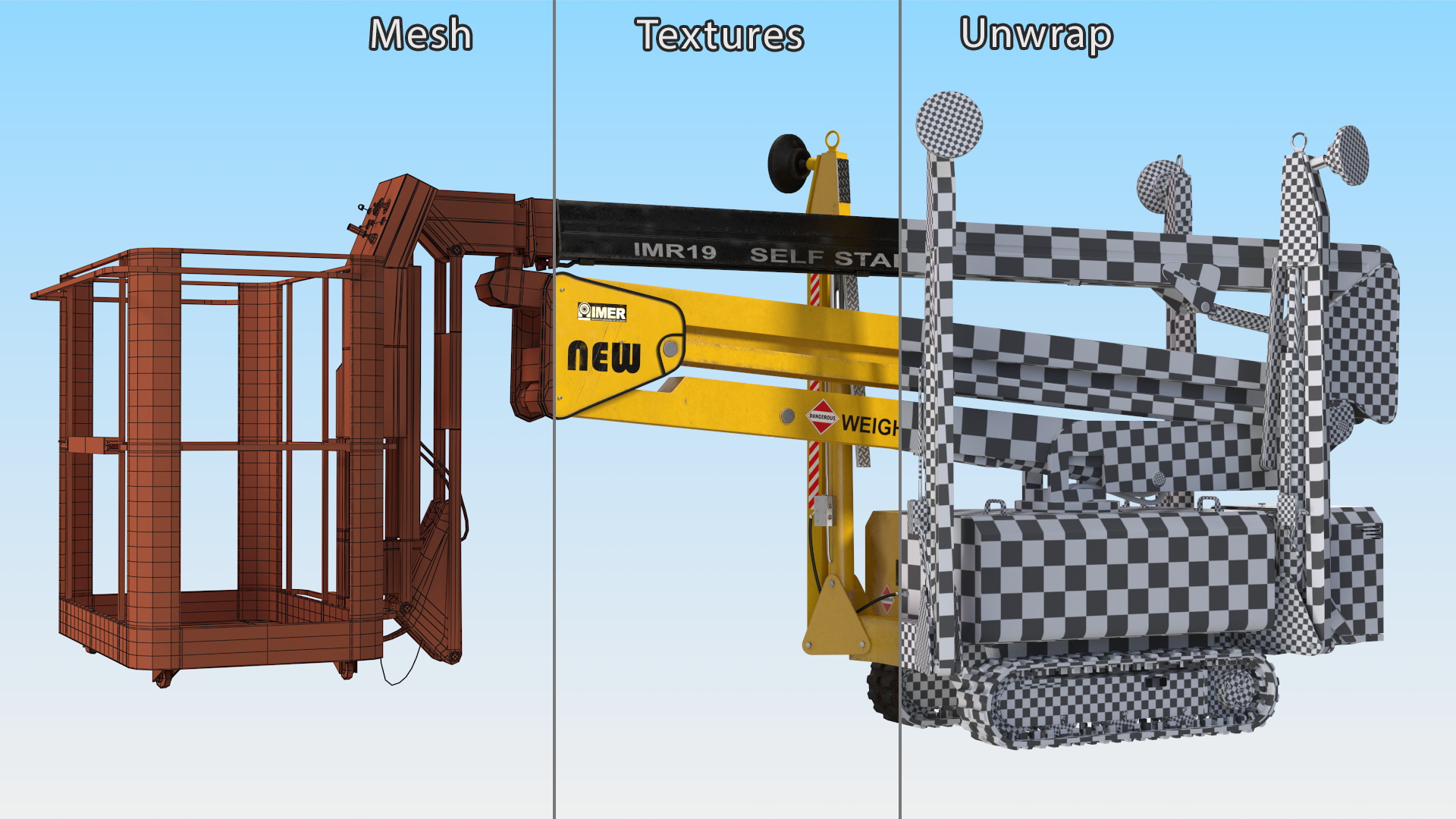 Industrial Articulated Boom Lift Rigged 3D model