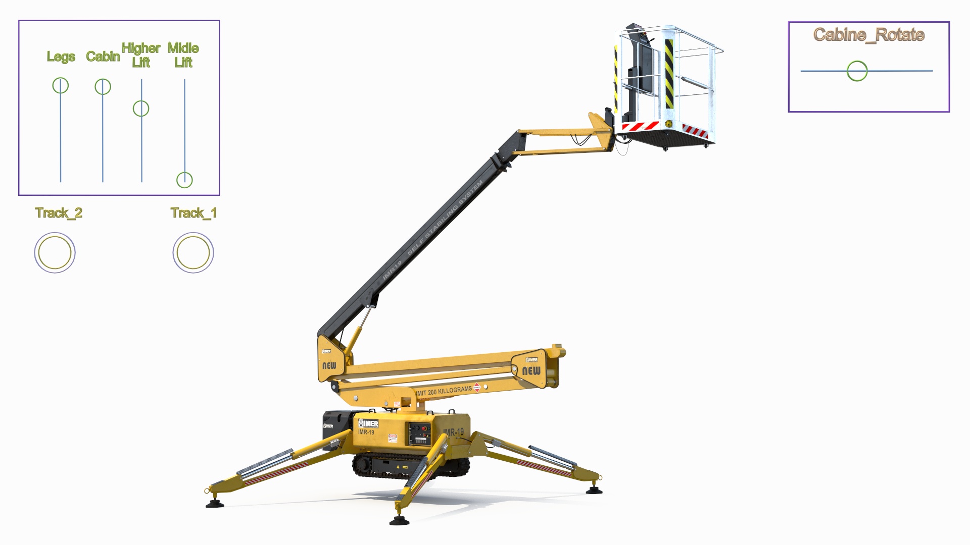 Industrial Articulated Boom Lift Rigged 3D model