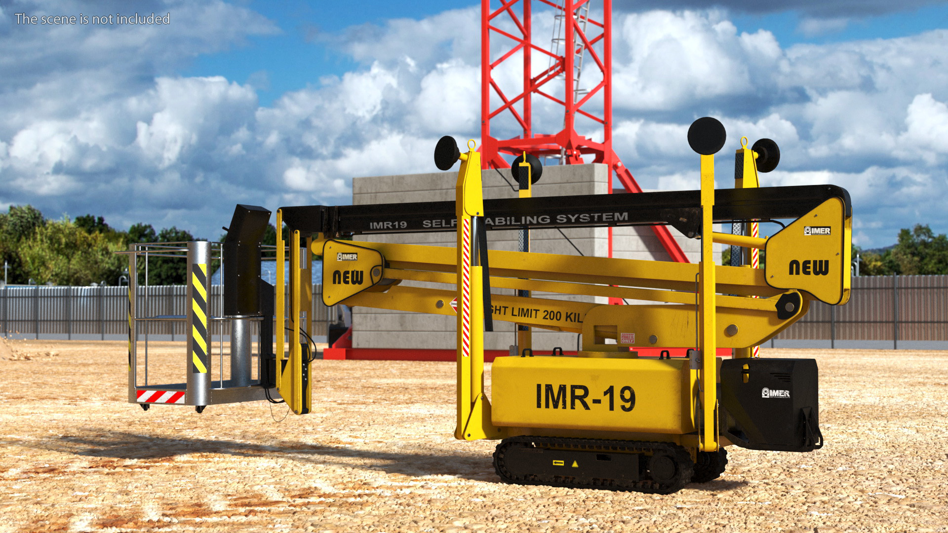 Industrial Articulated Boom Lift Rigged 3D model