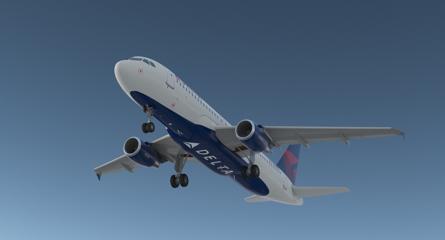 Airbus A320 Delta Air Lines Rigged 3D model