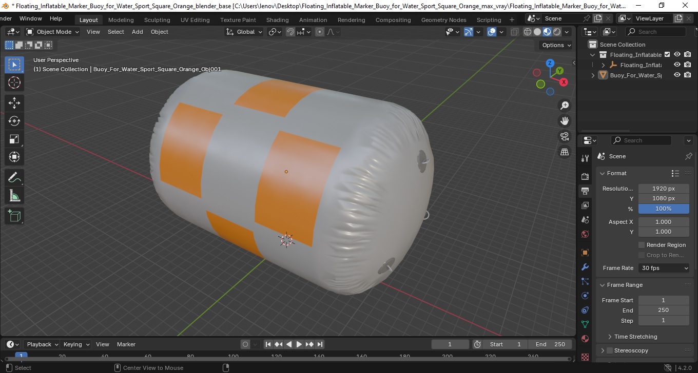 3D Floating Inflatable Marker Buoy for Water Sport Square Orange