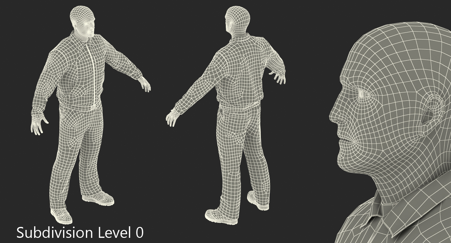 Mechanic Worker Wearing Blue Overalls Rigged 3D model
