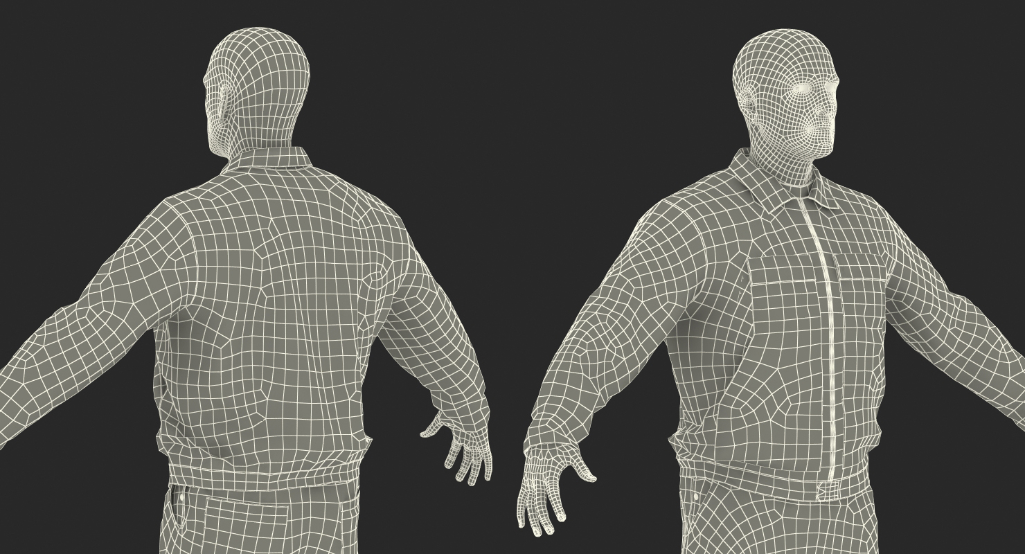 Mechanic Worker Wearing Blue Overalls Rigged 3D model