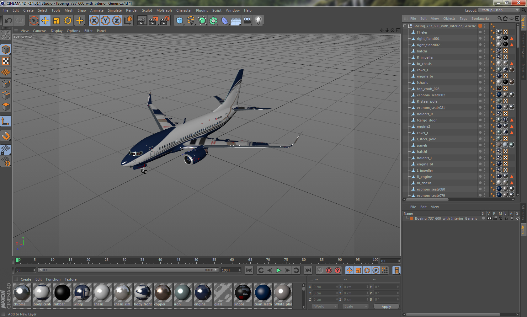 3D Boeing 737 600 with Interior Generic