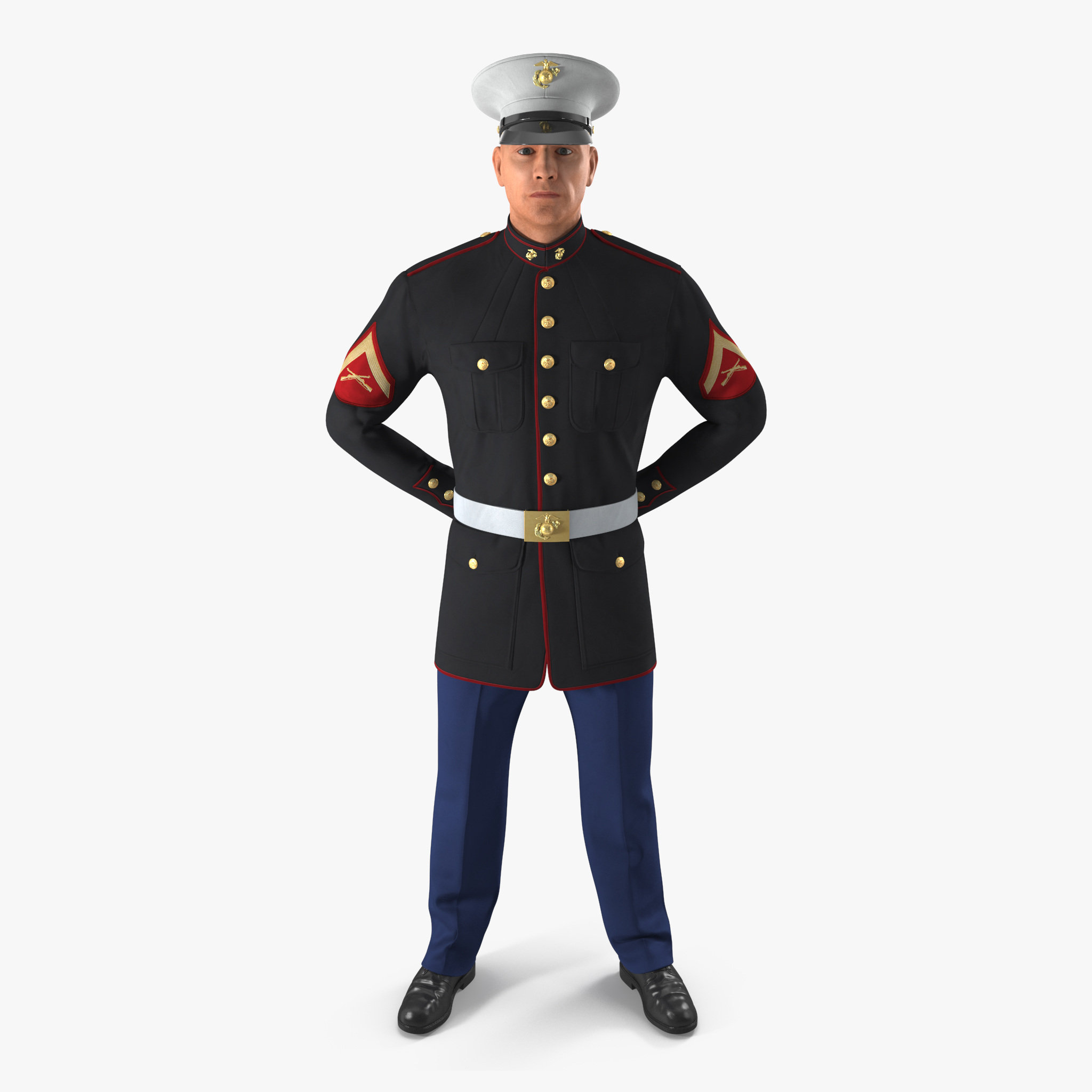 USMC US Marine Officer Wearing Parade Uniform Standing Pose