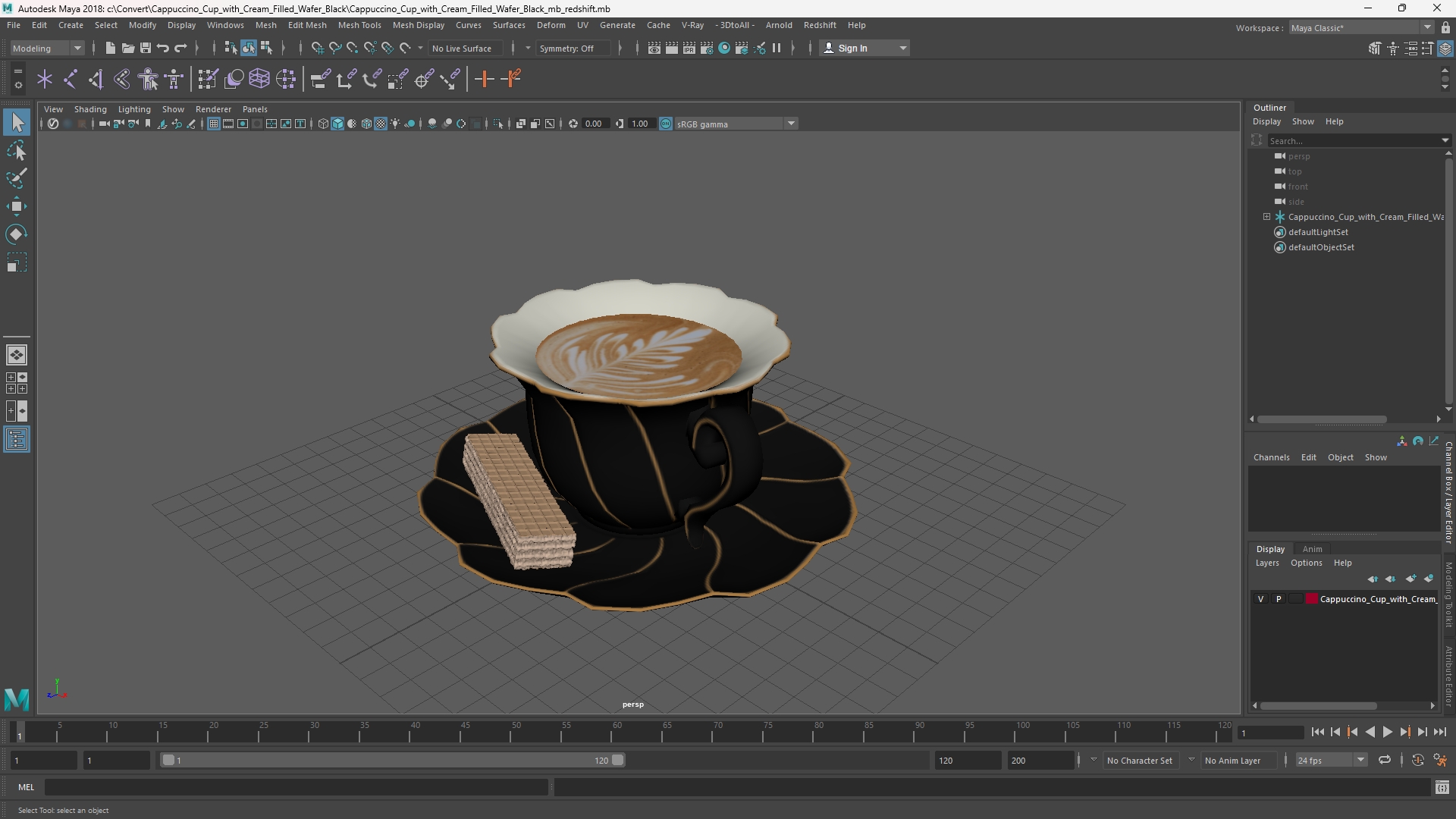 Cappuccino Cup with Cream Filled Wafer Black, view 10