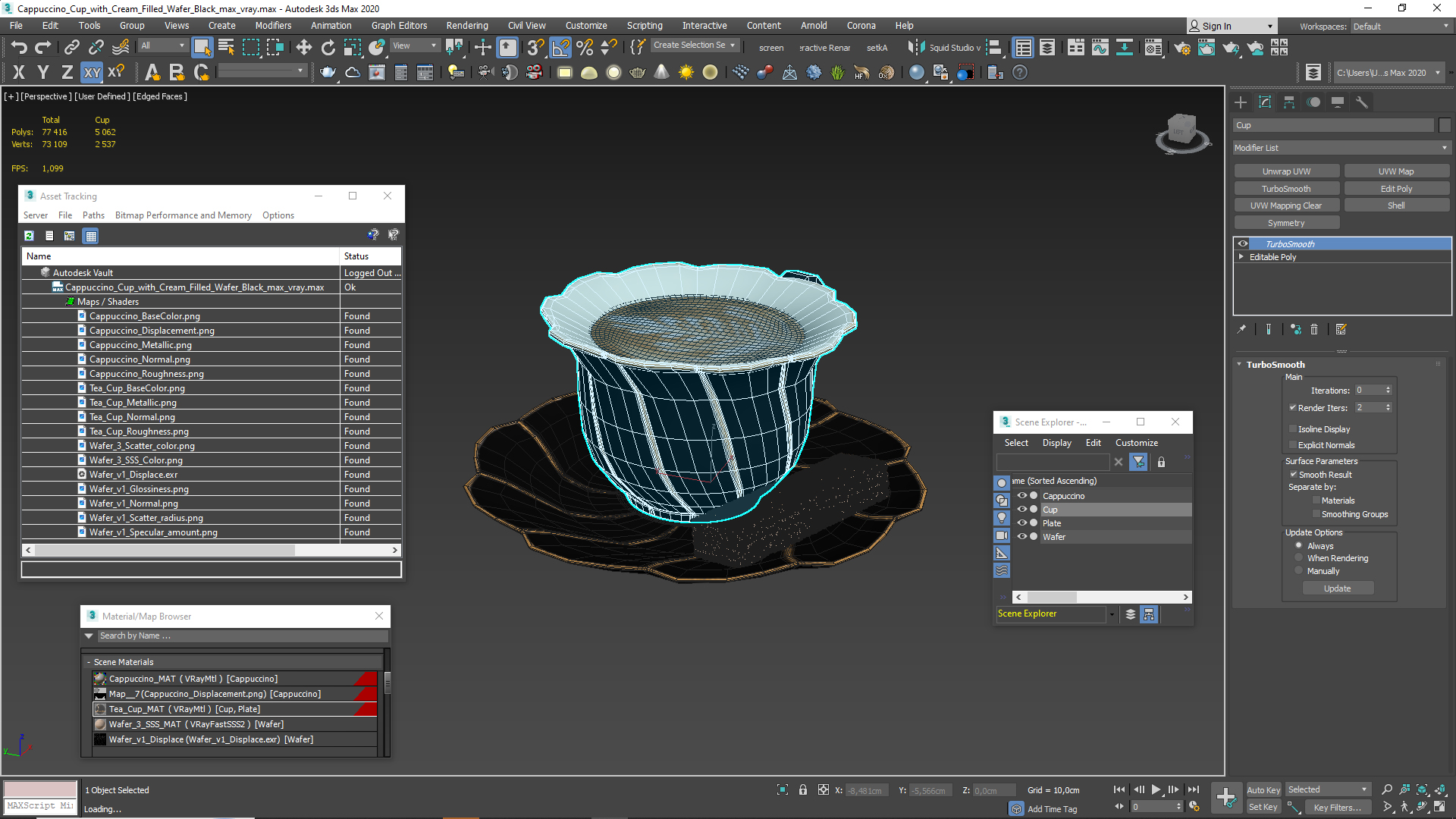 Cappuccino Cup with Cream Filled Wafer Black, view 8