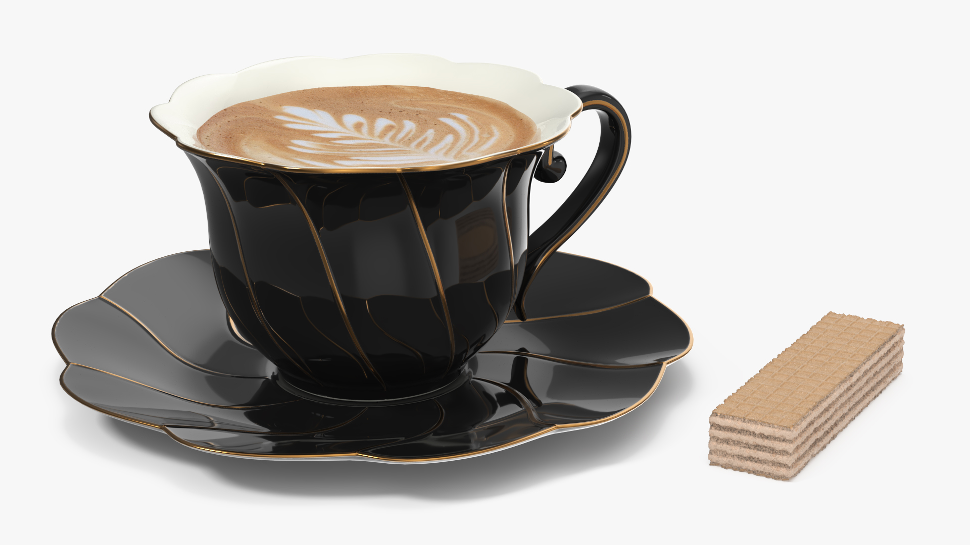 Cappuccino Cup with Cream Filled Wafer Black, view 2