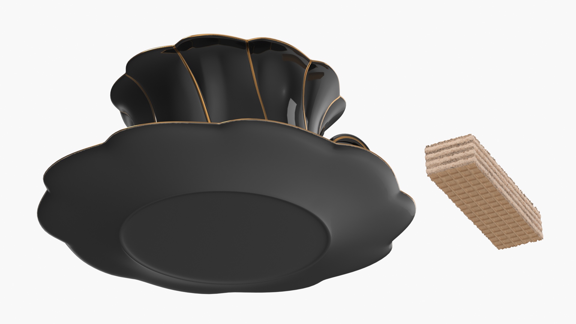 Cappuccino Cup with Cream Filled Wafer Black, view 3