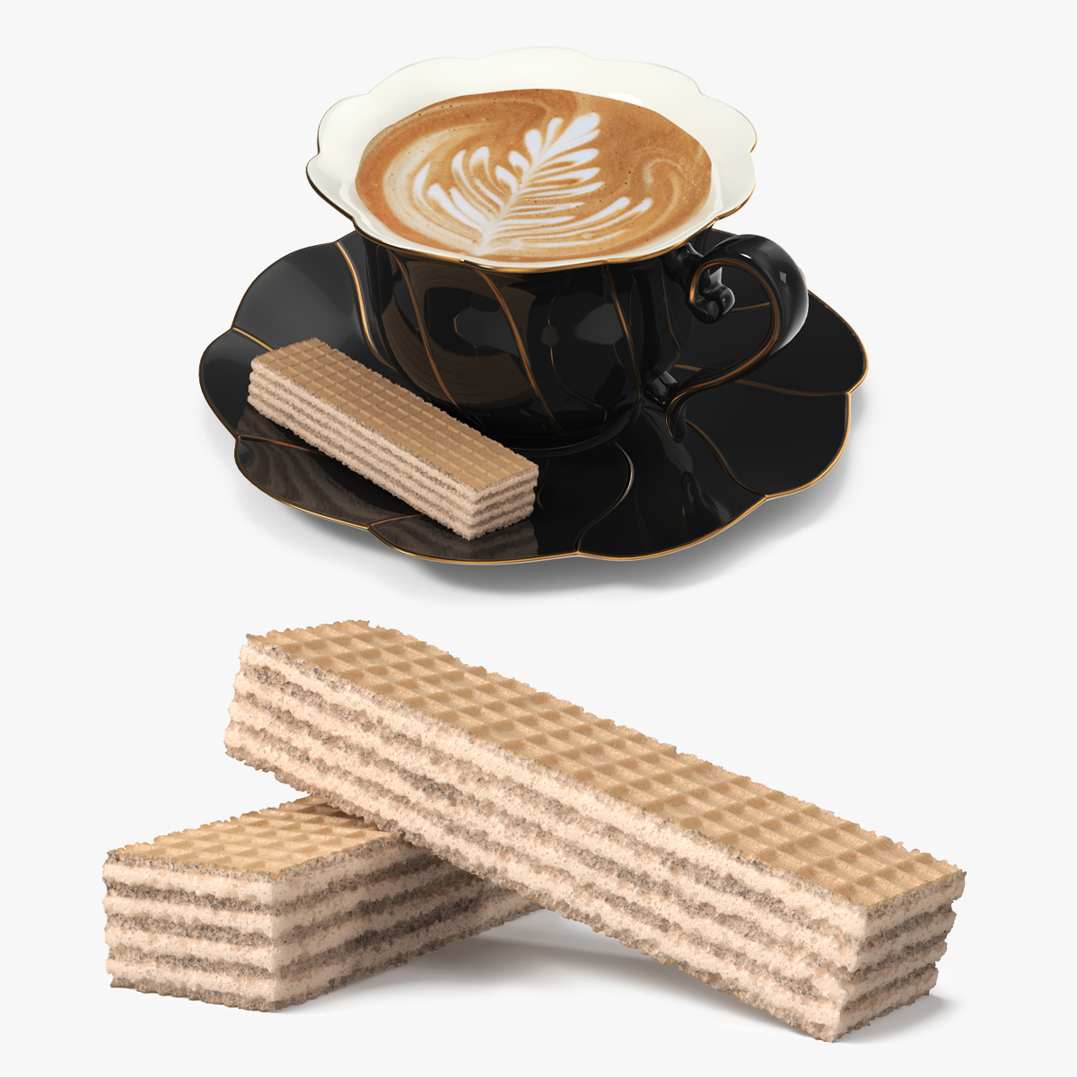 Cappuccino Cup with Cream Filled Wafer Black