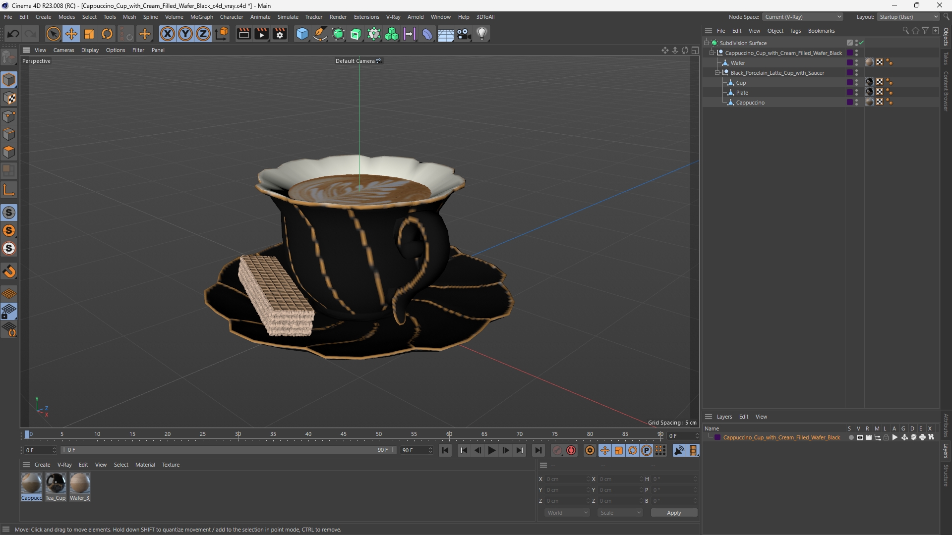 Cappuccino Cup with Cream Filled Wafer Black, view 11