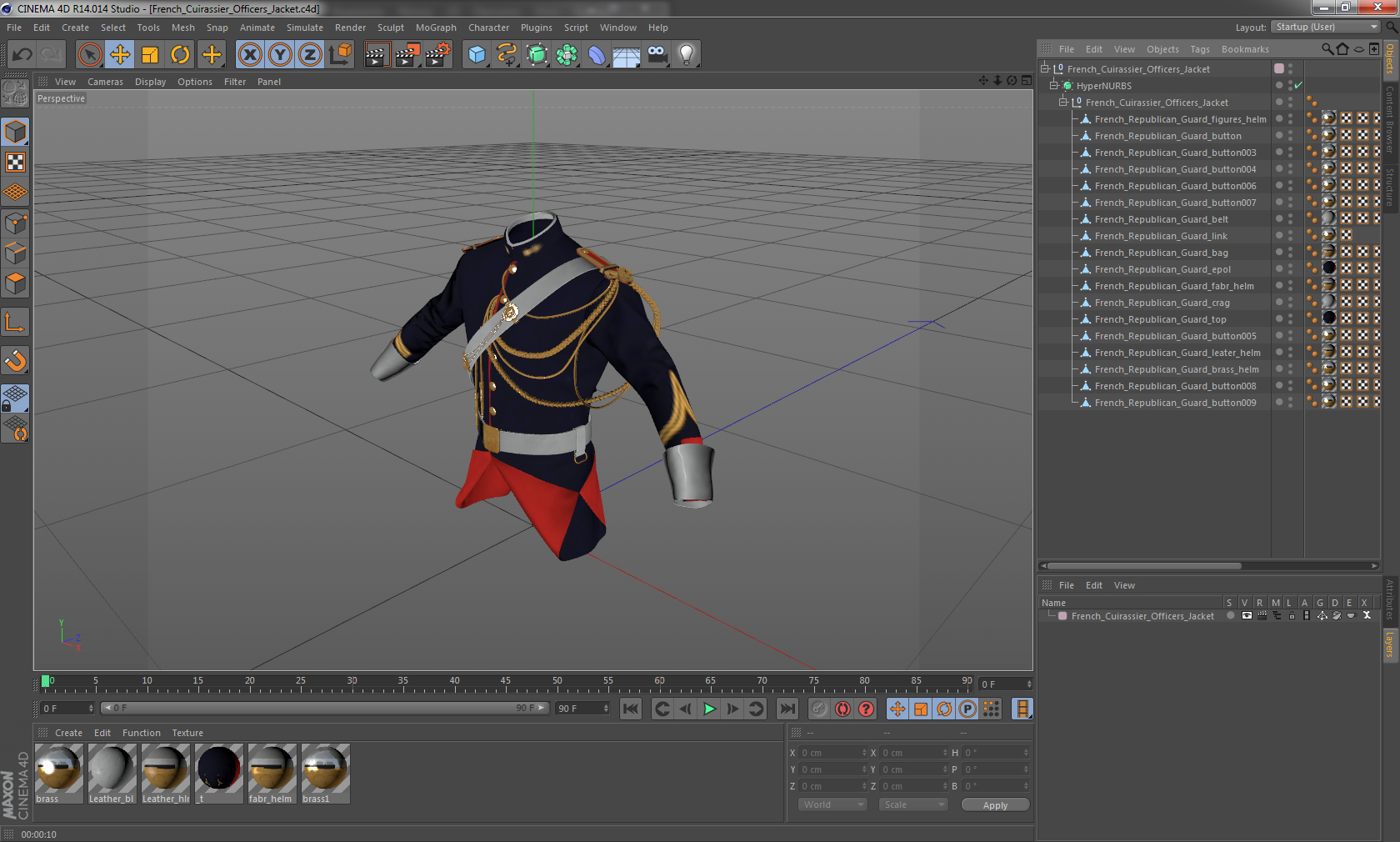 3D French Cuirassier Officers Jacket model