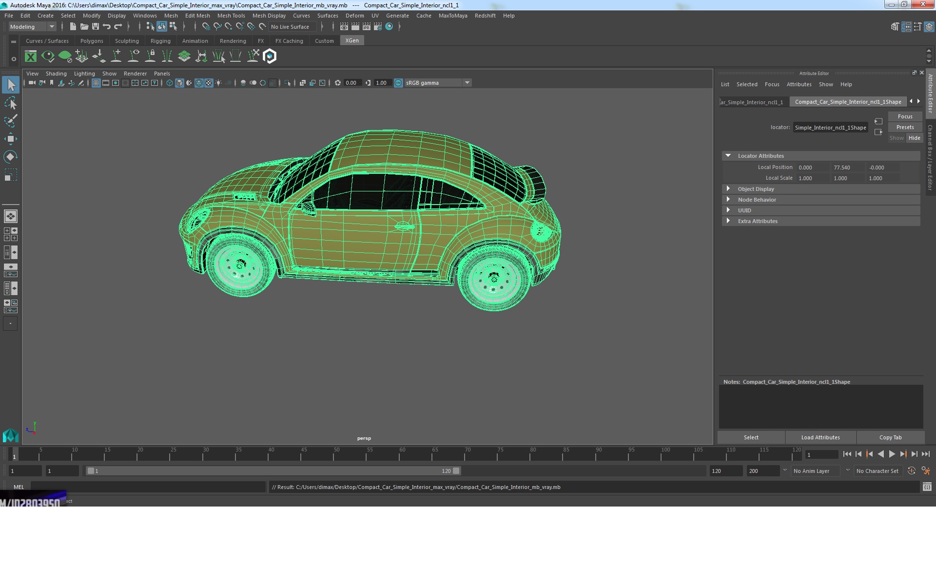 Compact Car Simple Interior 3D
