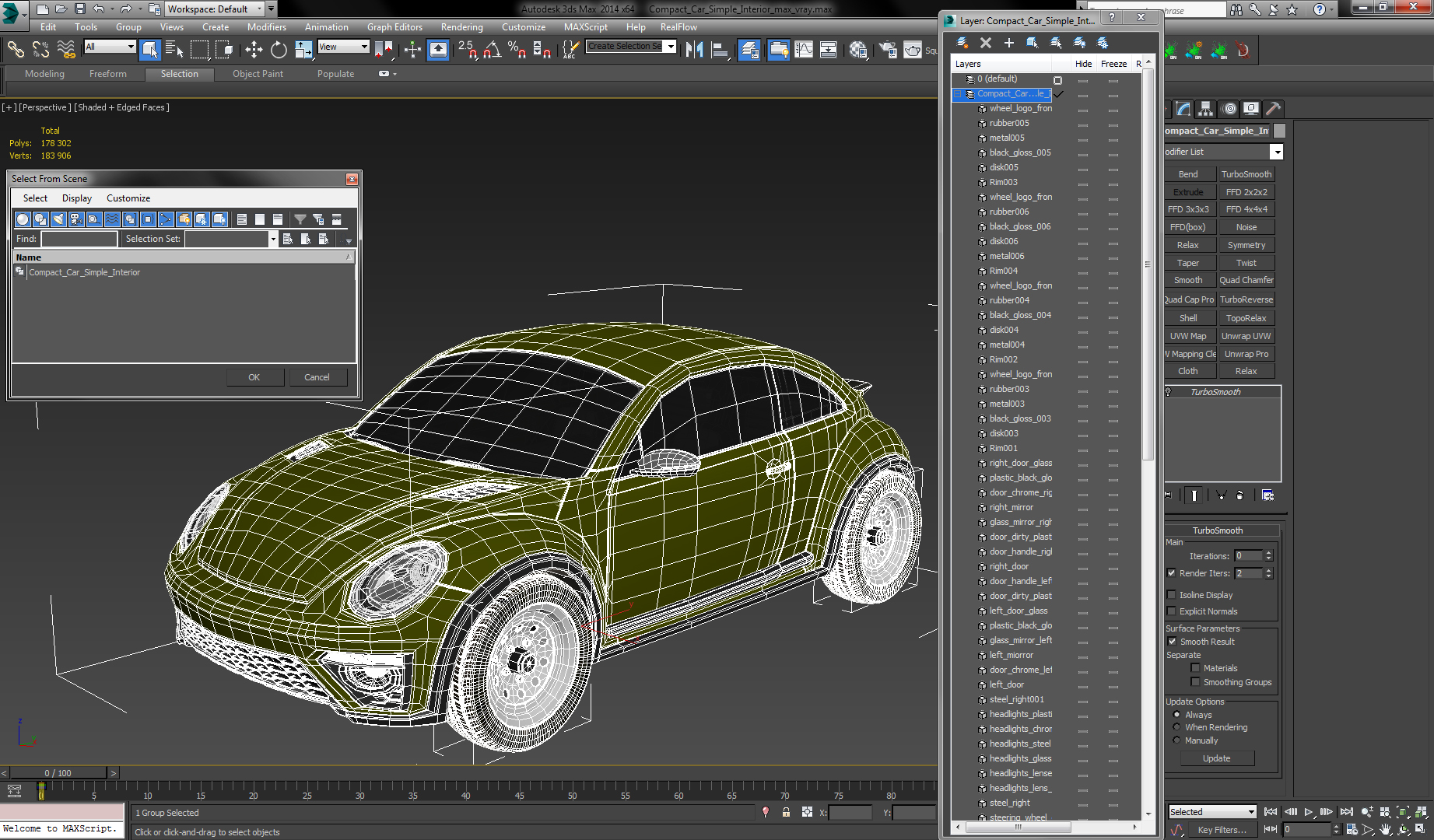 Compact Car Simple Interior 3D