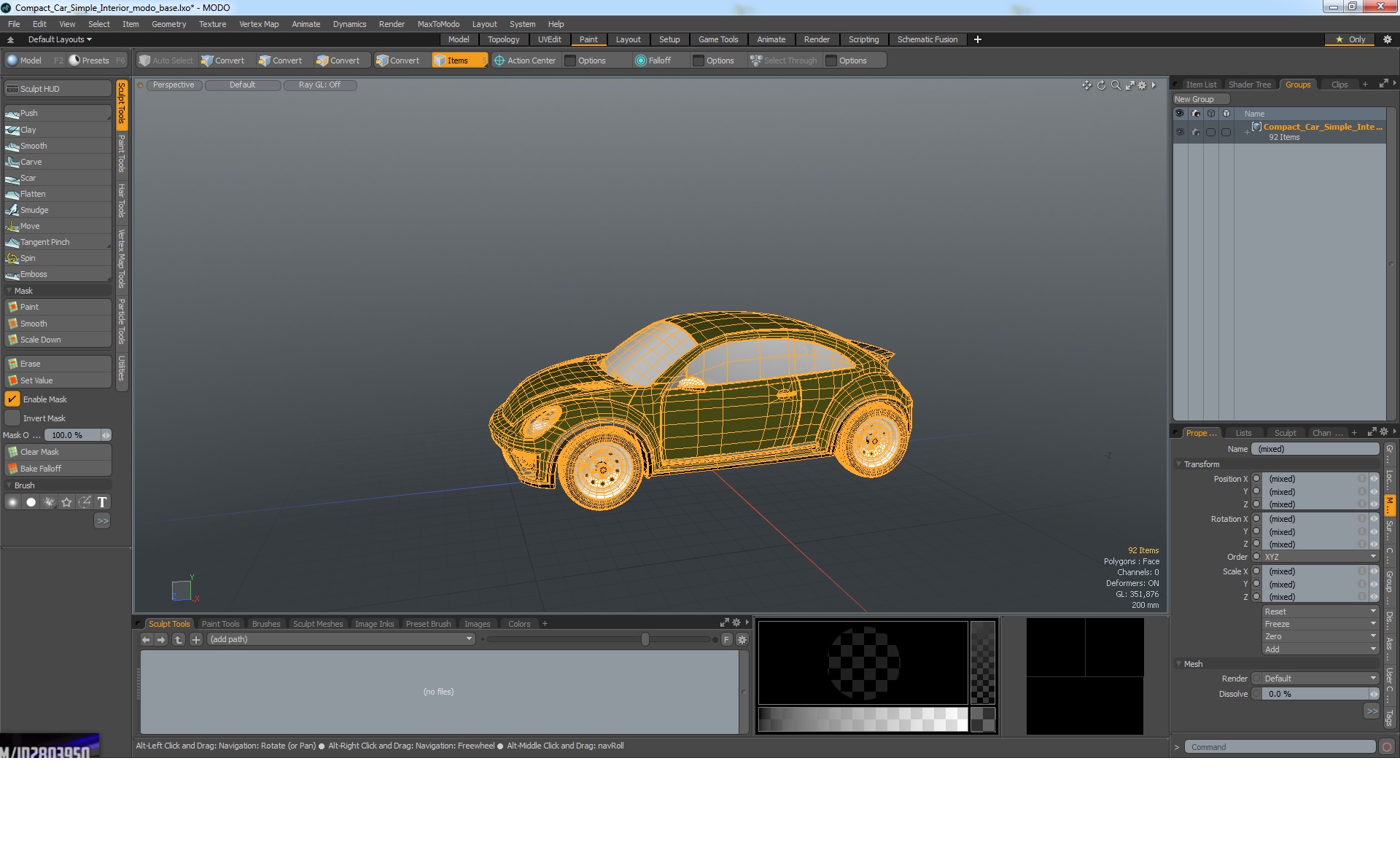 Compact Car Simple Interior 3D