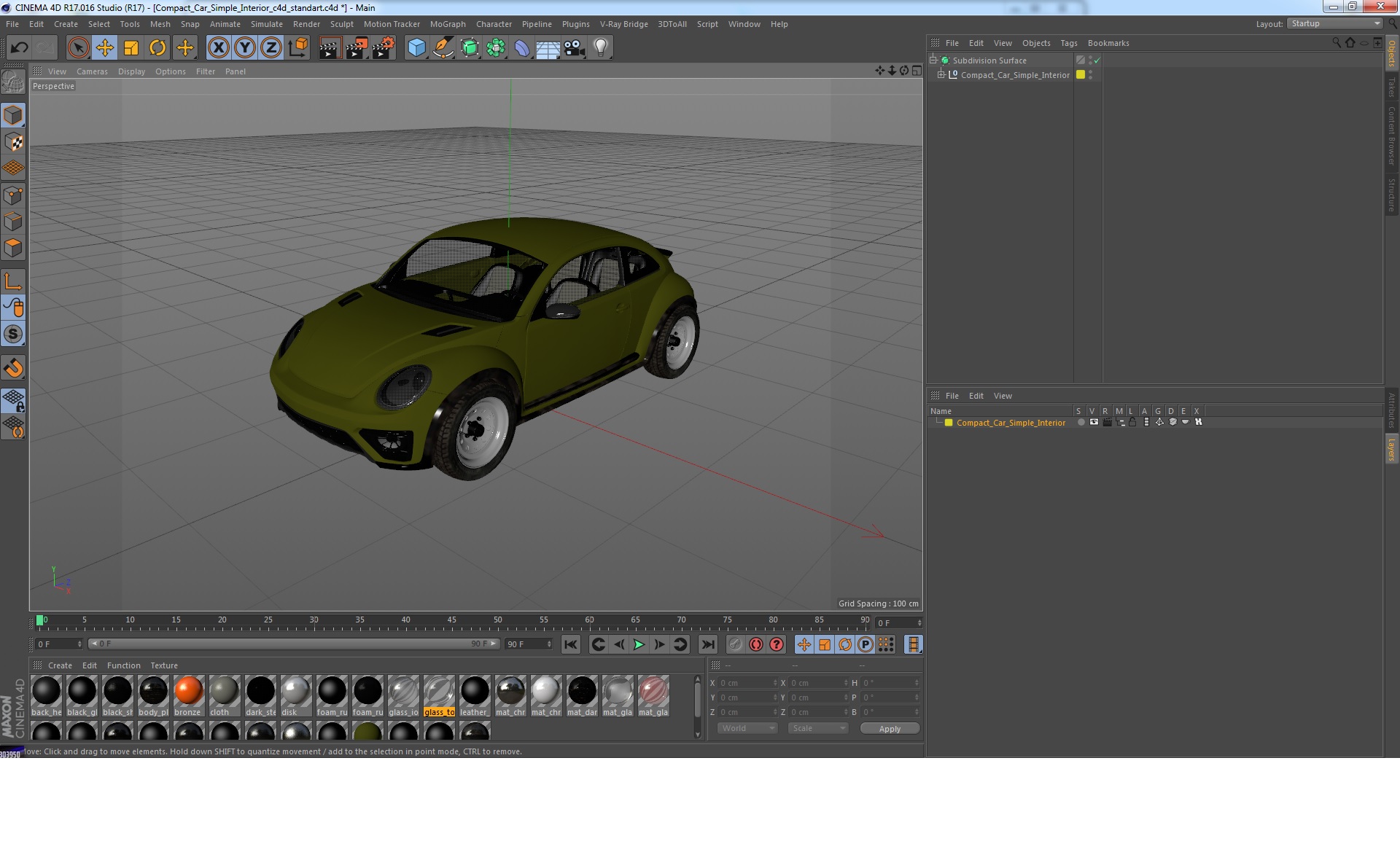 Compact Car Simple Interior 3D