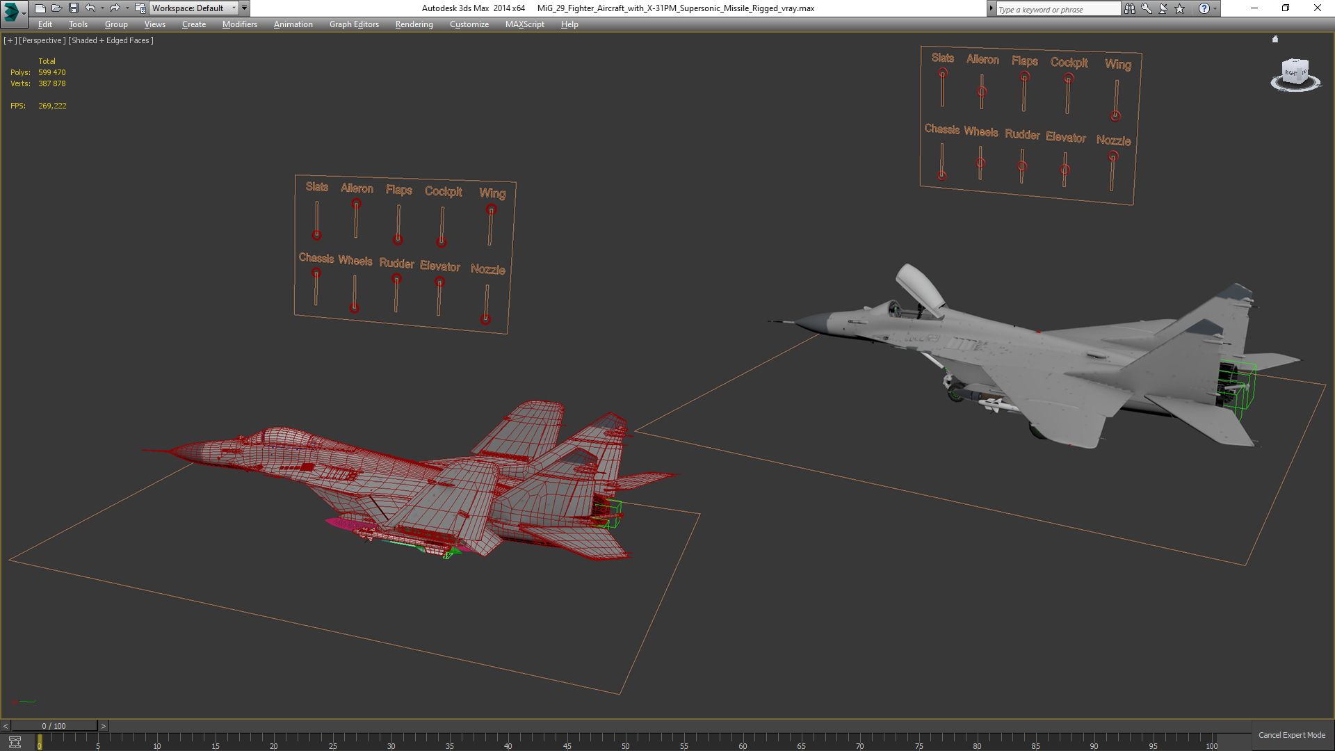 3D MiG 29 Fighter Aircraft with X-31PM Supersonic Missile Rigged