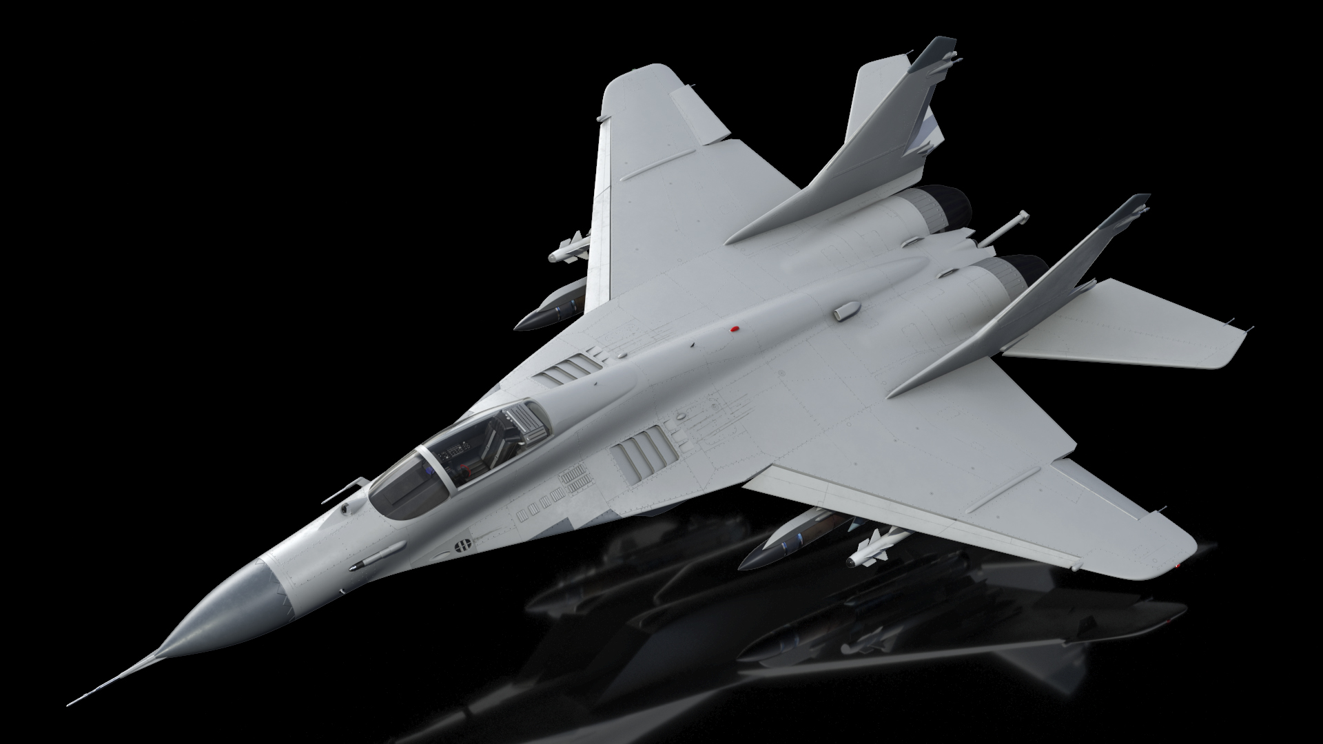 3D MiG 29 Fighter Aircraft with X-31PM Supersonic Missile Rigged