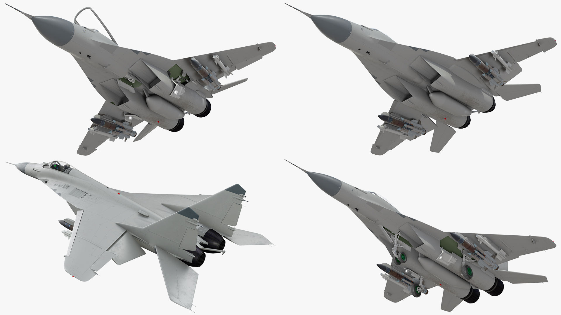 3D MiG 29 Fighter Aircraft with X-31PM Supersonic Missile Rigged