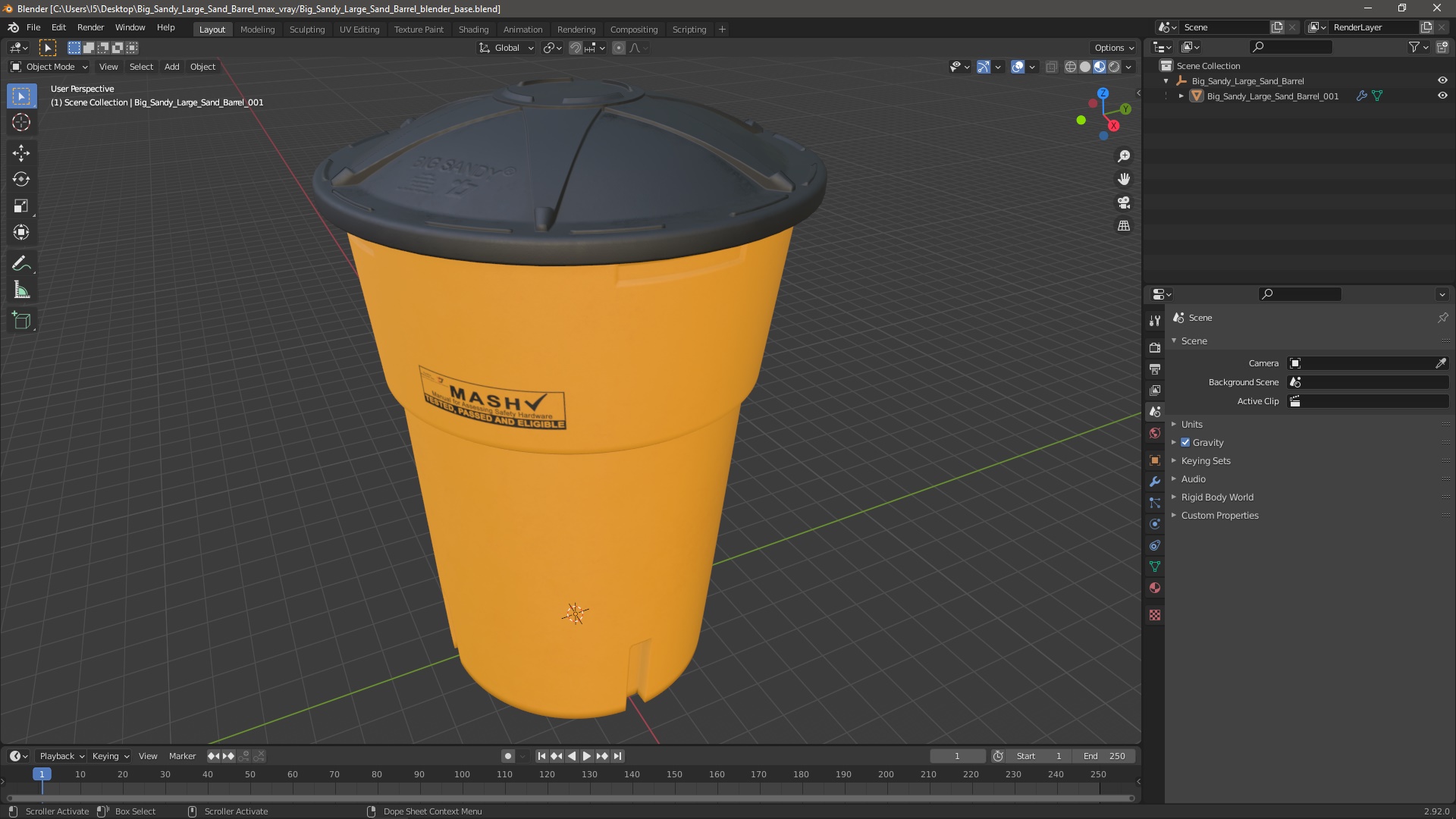 Big Sandy Large Sand Barrel 3D