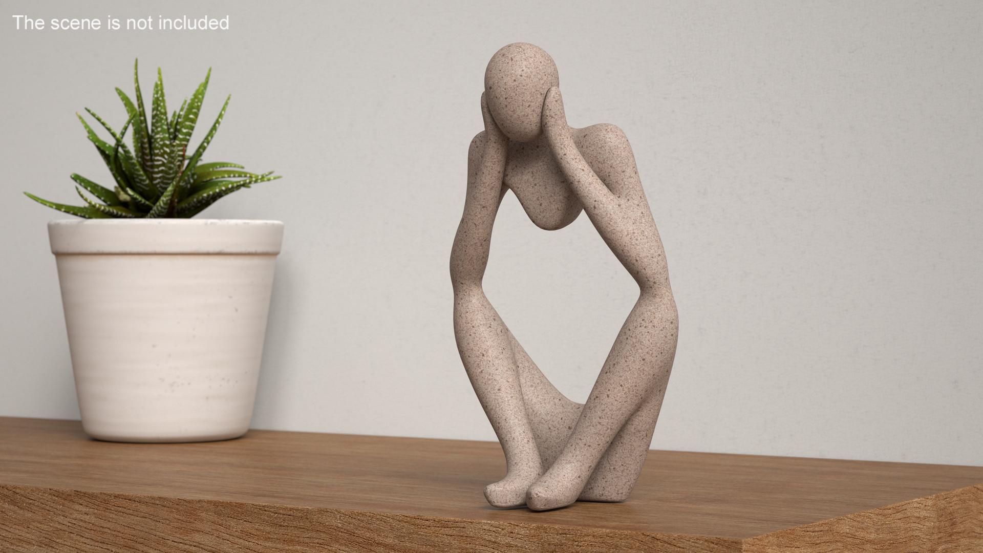 Abstract Thinker Figurine White Stone 3D