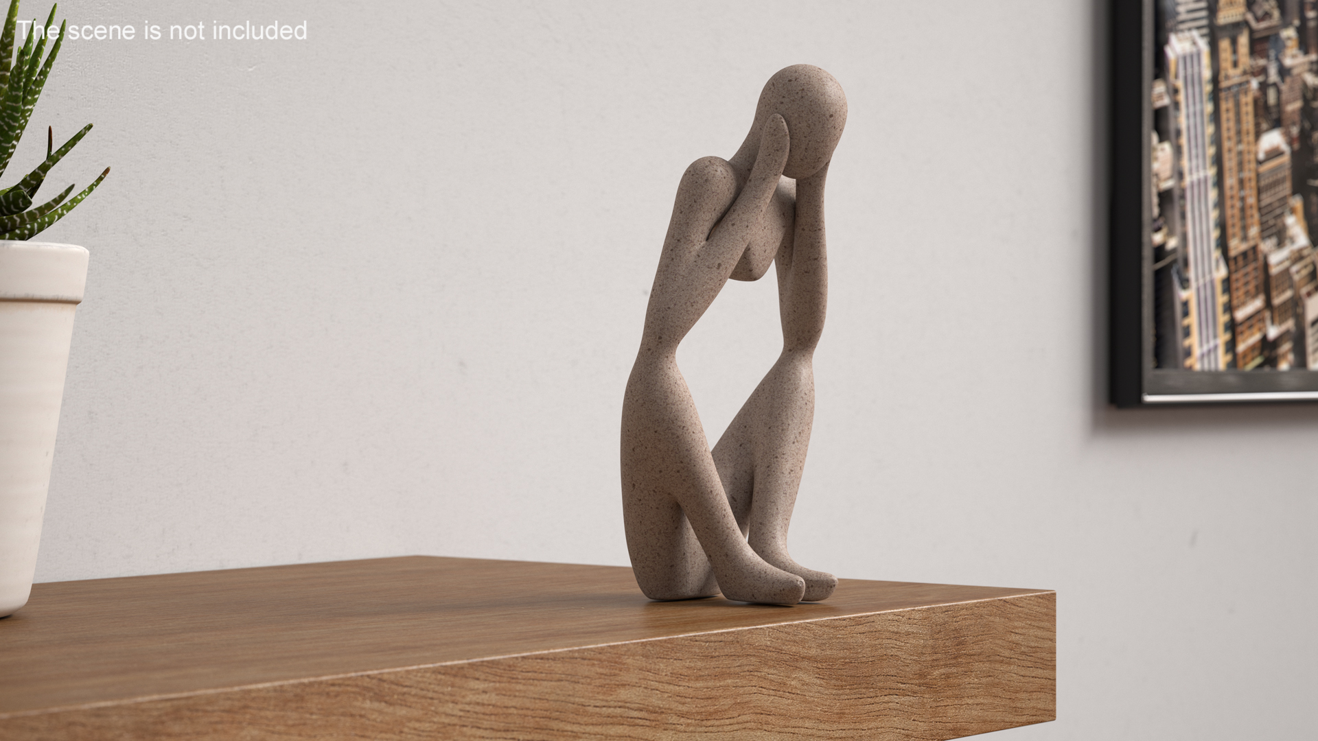 Abstract Thinker Figurine White Stone 3D