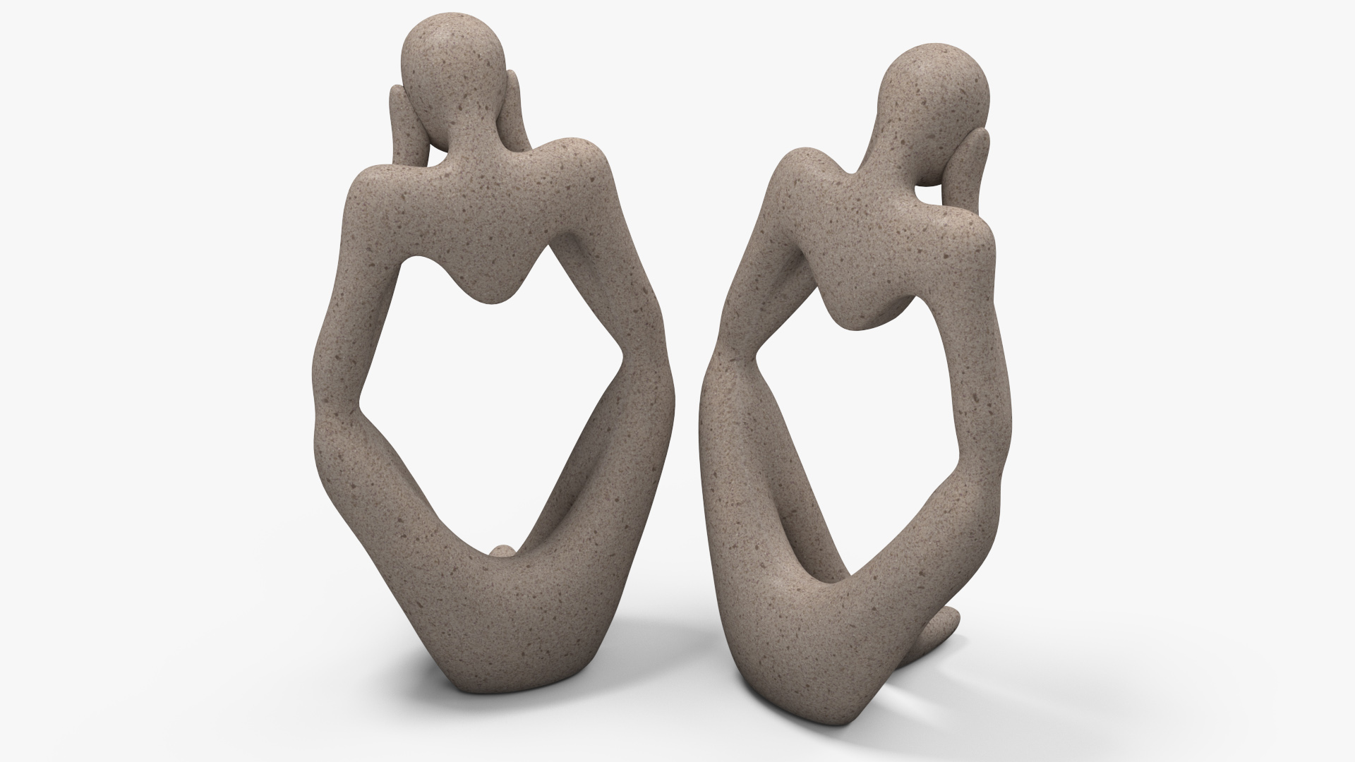 Abstract Thinker Figurine White Stone 3D