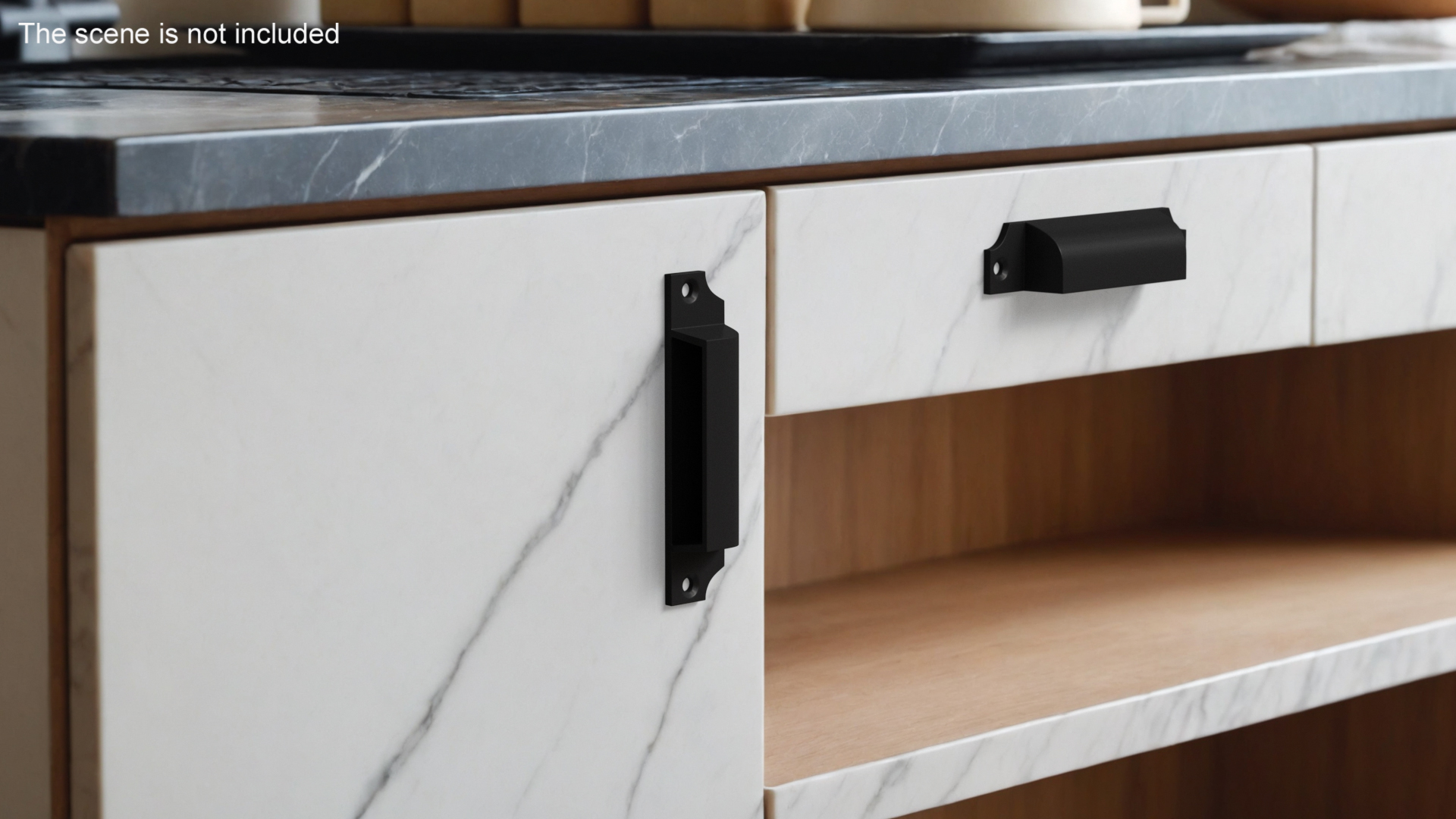 Kitchen Cabinet Handle Bin Pull Black 3D