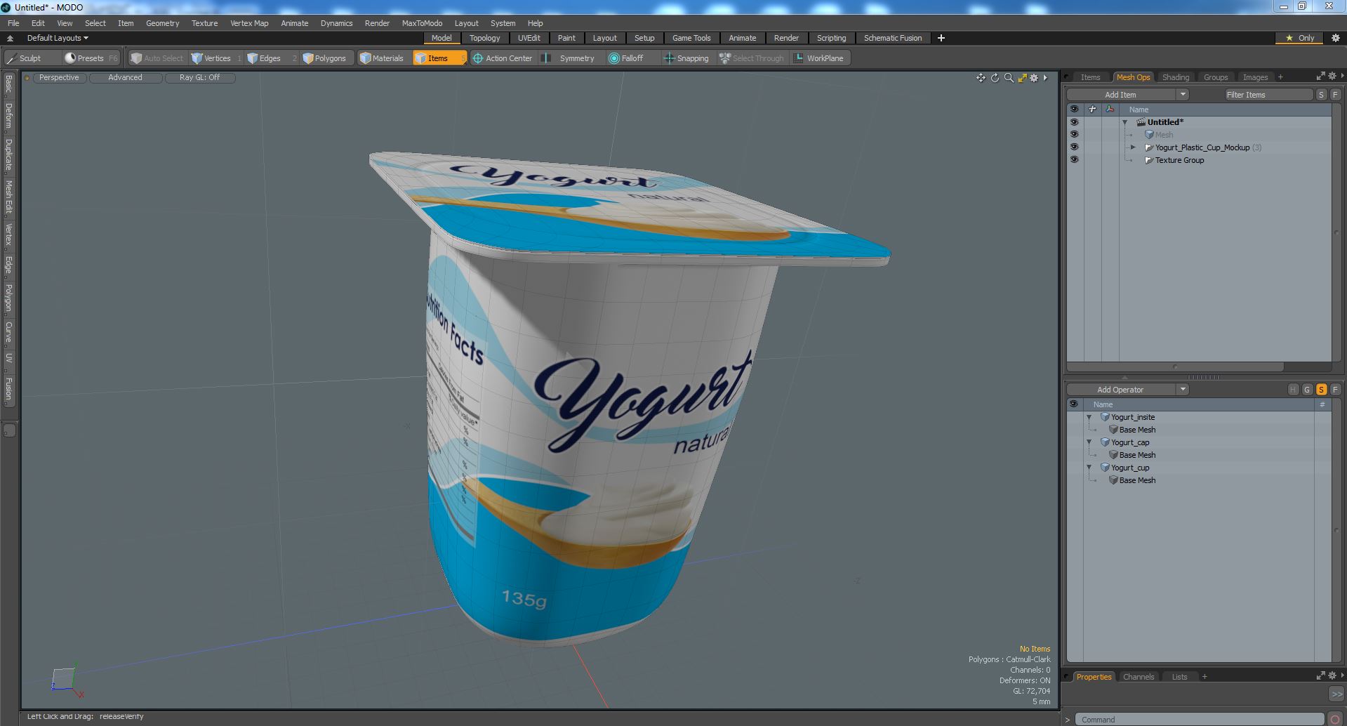 3D model Yogurt Plastic Cup Mockup