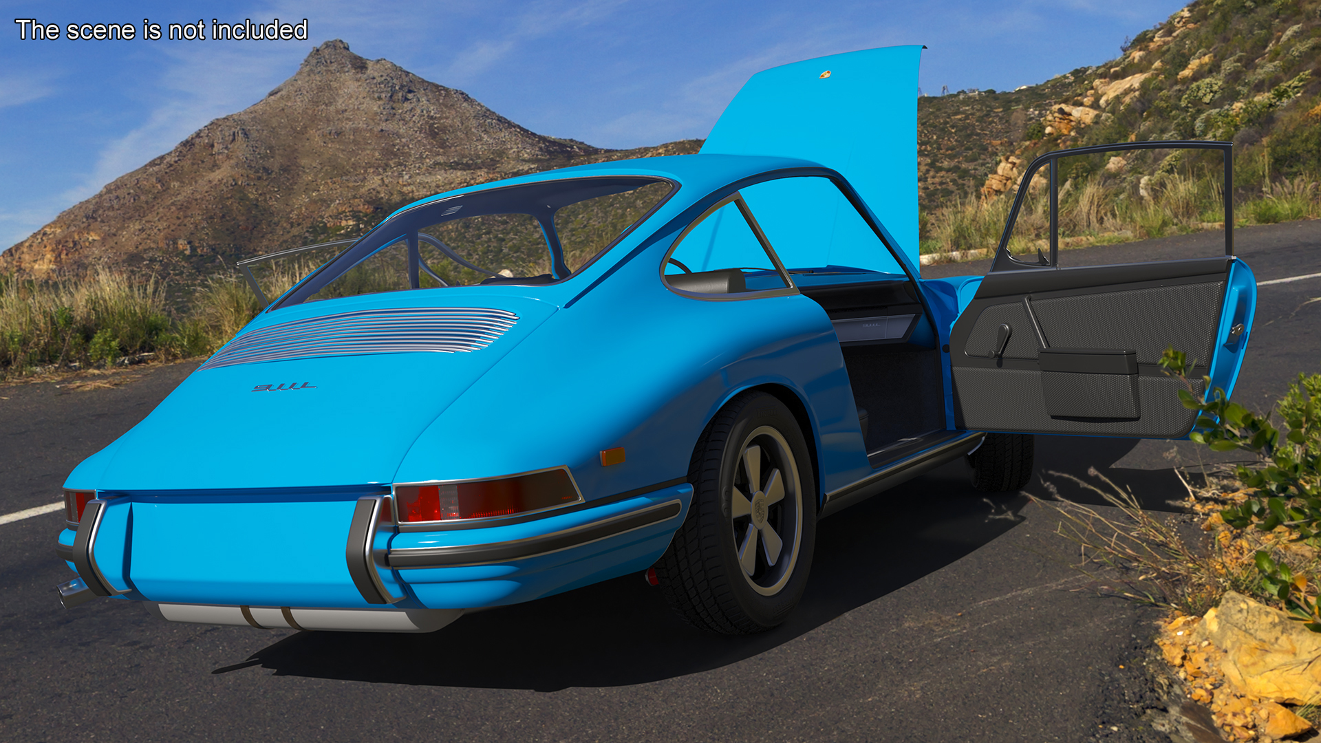 Porsche 911 1968 Blue Rigged for Cinema 4D 3D