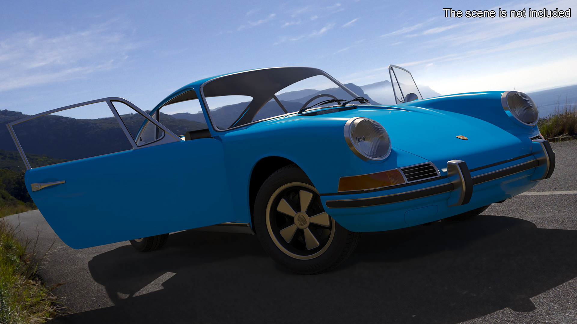 Porsche 911 1968 Blue Rigged for Cinema 4D 3D