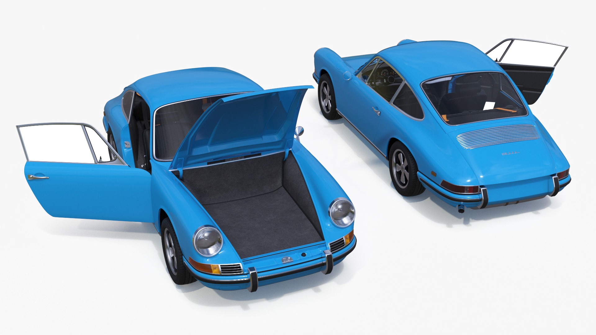 Porsche 911 1968 Blue Rigged for Cinema 4D 3D
