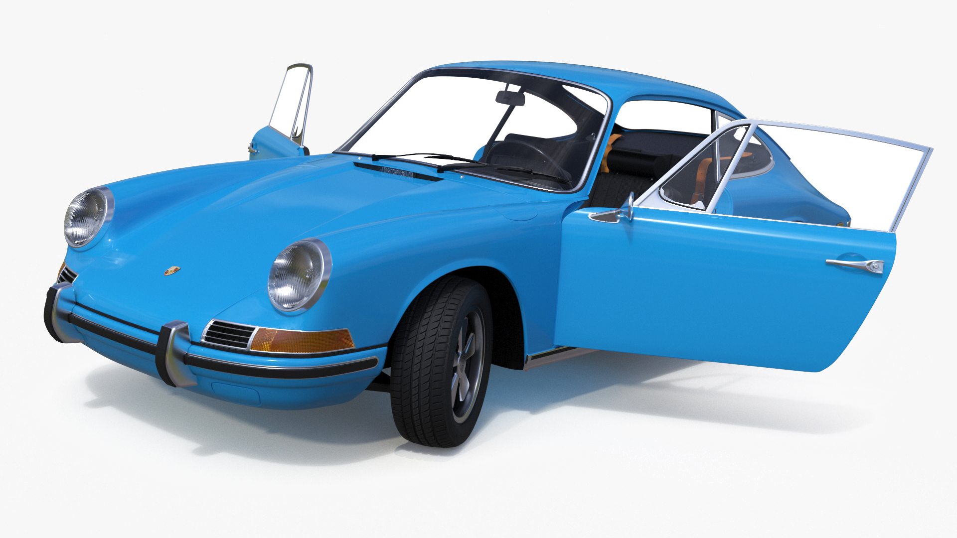 Porsche 911 1968 Blue Rigged for Cinema 4D 3D