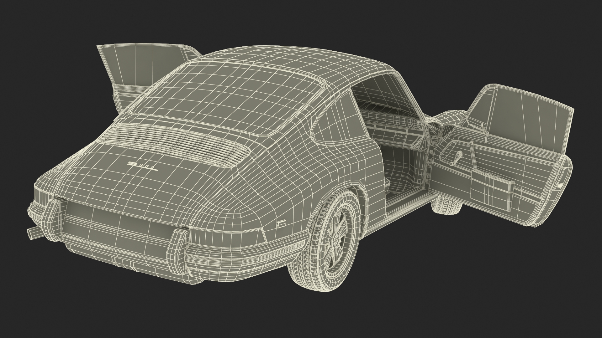 Porsche 911 1968 Blue Rigged for Cinema 4D 3D