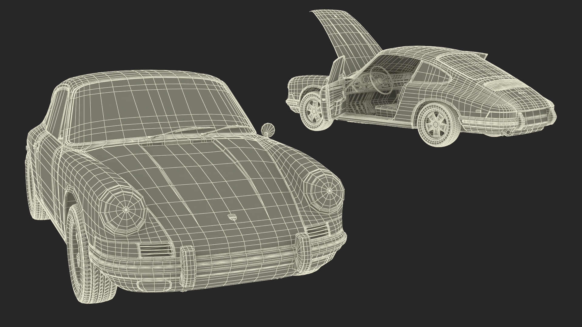 Porsche 911 1968 Blue Rigged for Cinema 4D 3D