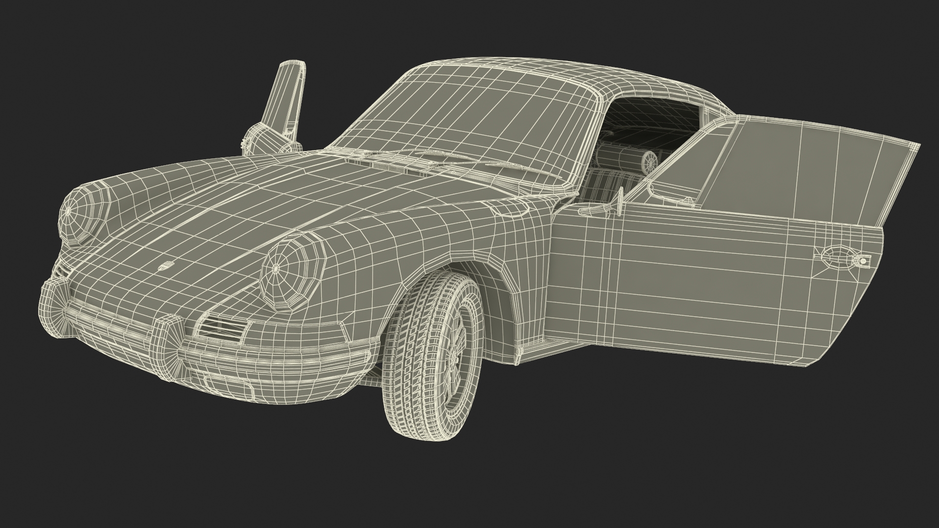 Porsche 911 1968 Blue Rigged for Cinema 4D 3D