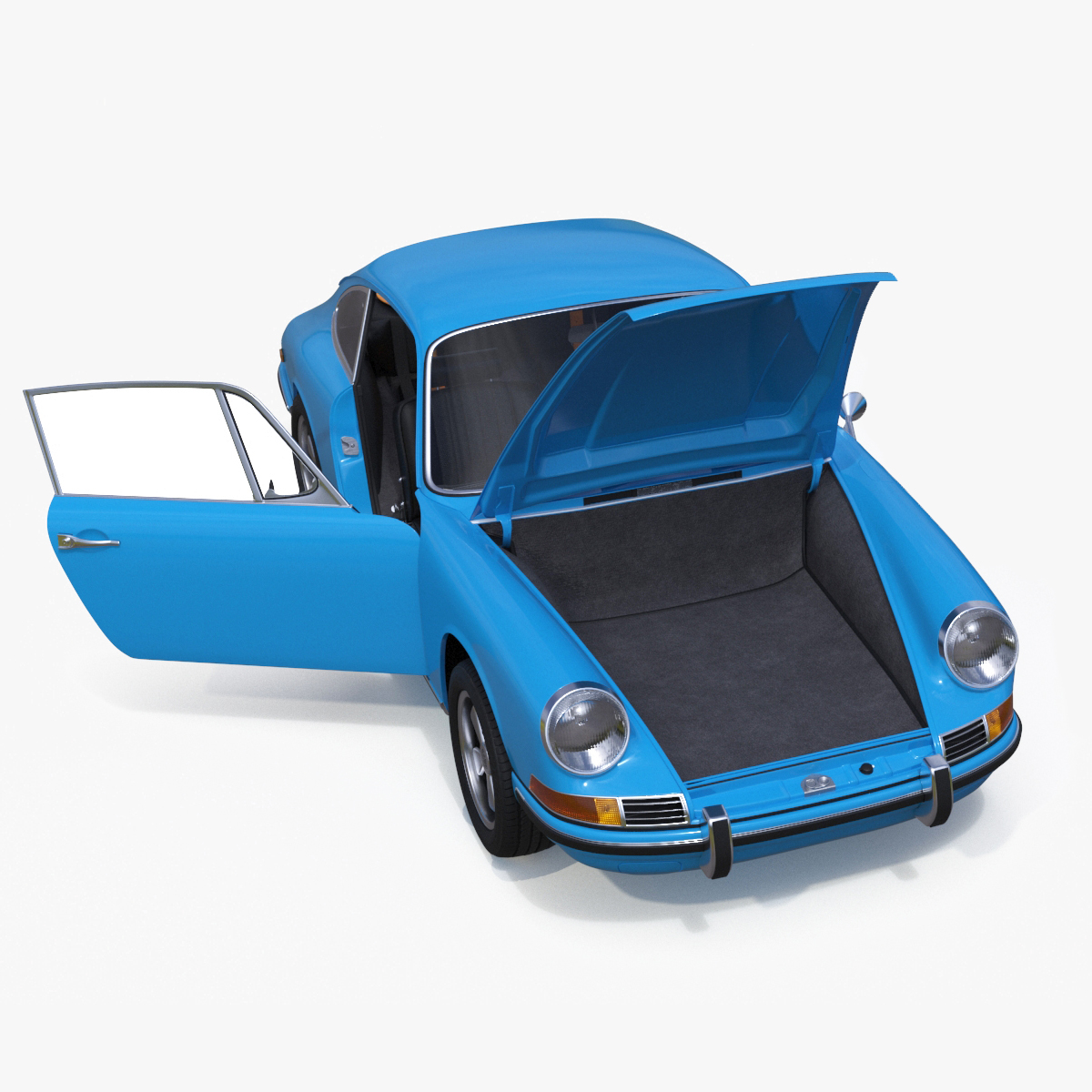 Porsche 911 1968 Blue Rigged for Cinema 4D 3D