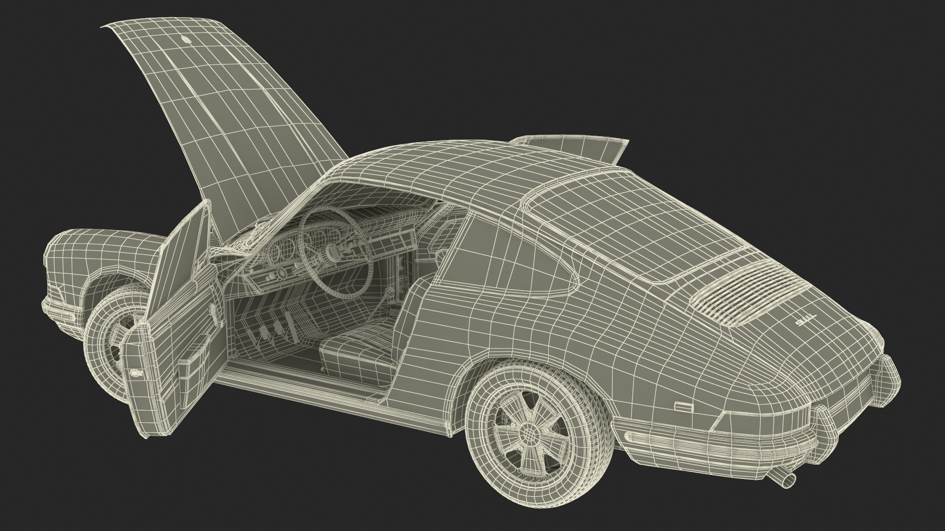 Porsche 911 1968 Blue Rigged for Cinema 4D 3D