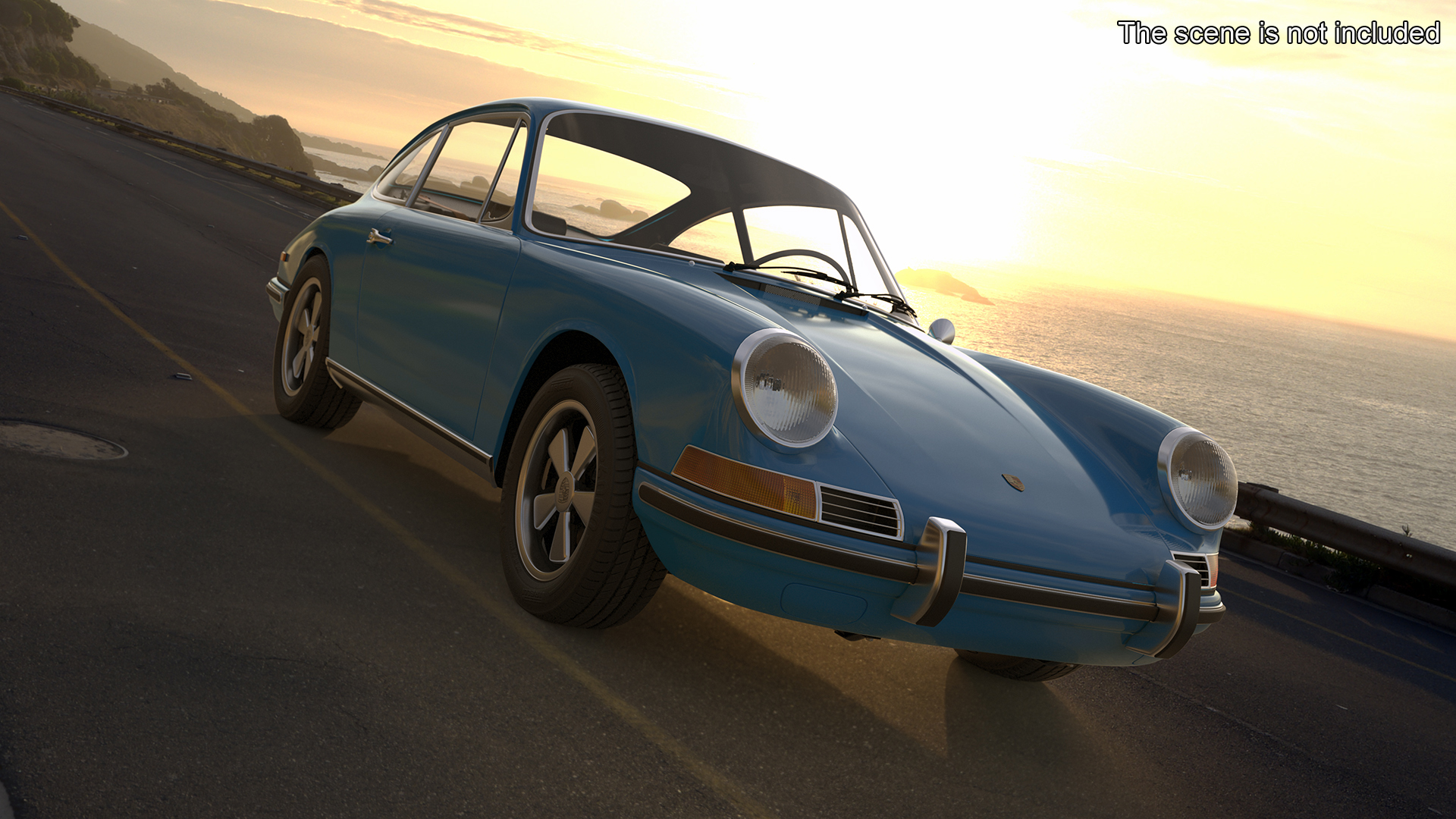Porsche 911 1968 Blue Rigged for Cinema 4D 3D