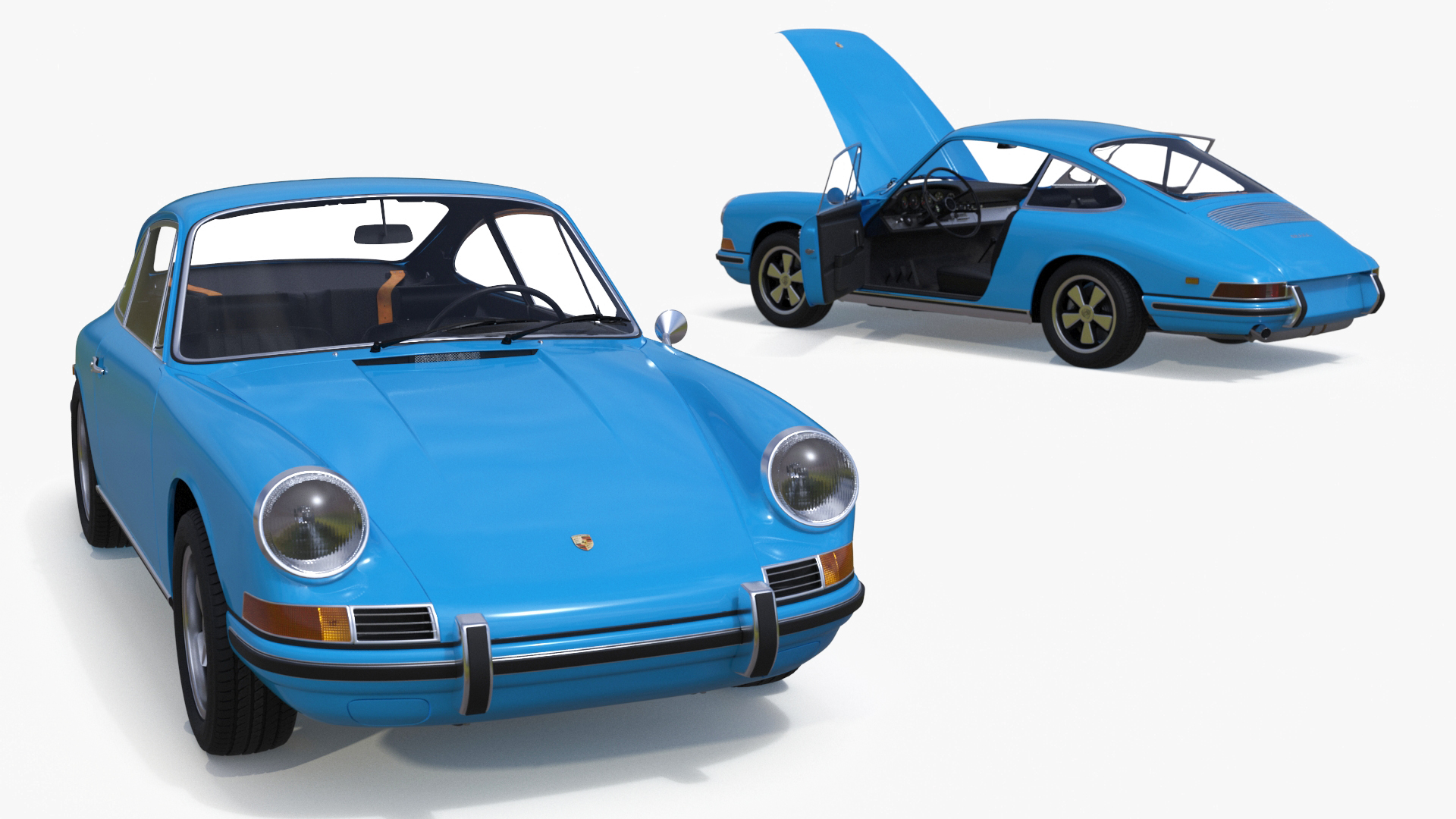 Porsche 911 1968 Blue Rigged for Cinema 4D 3D