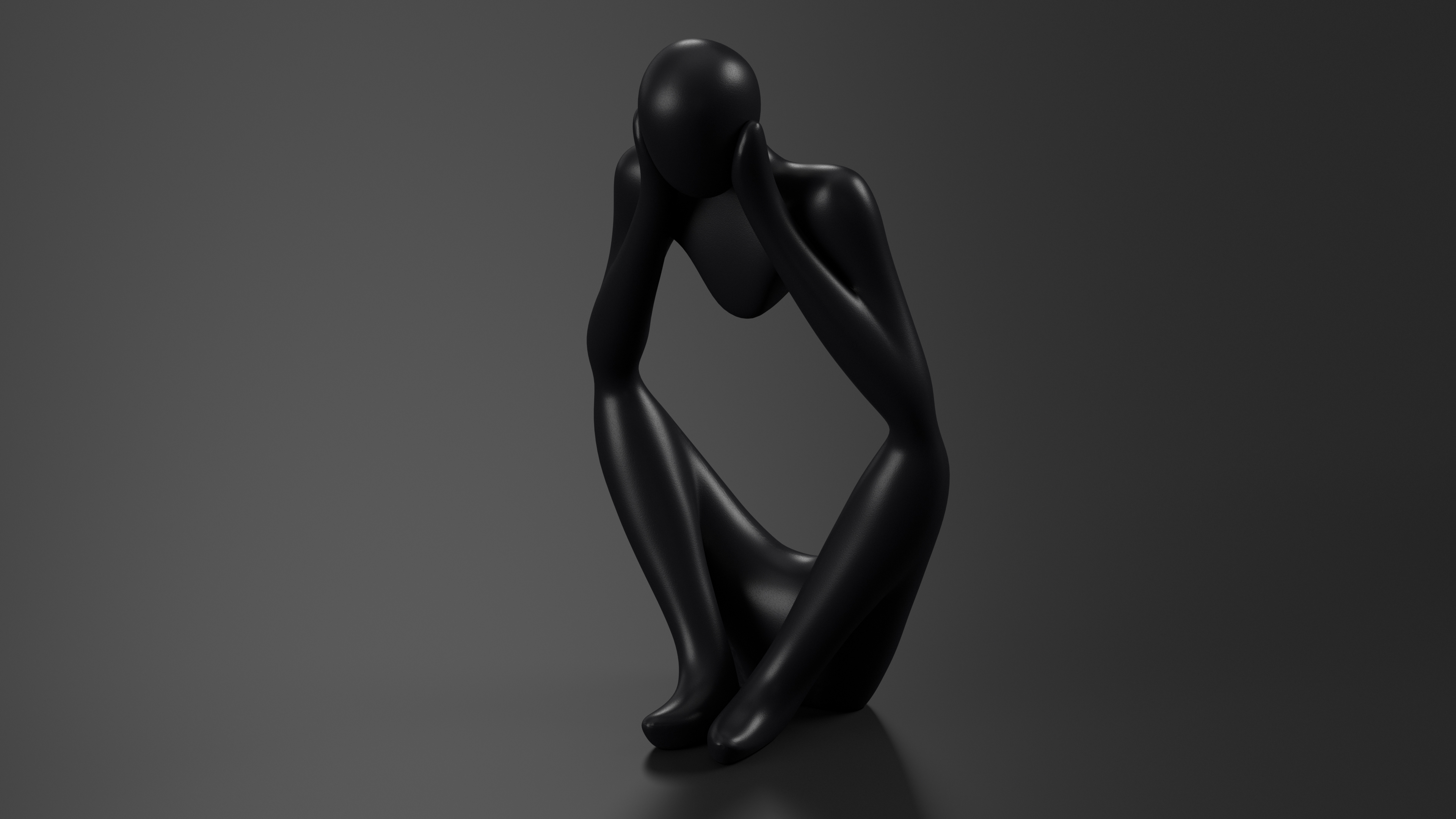 Stylized Human Figurine Black 3D model